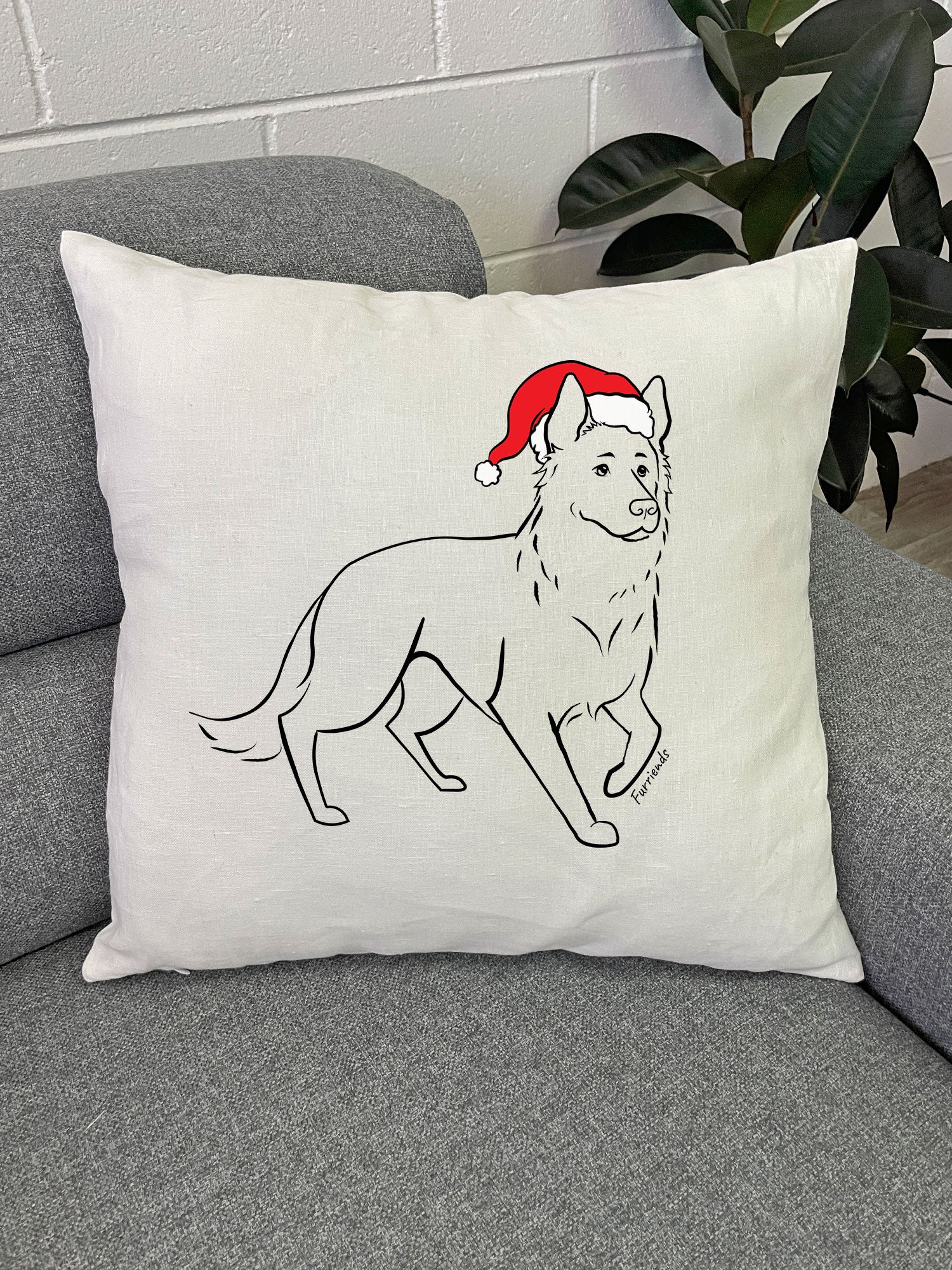 German Shepherd Christmas Edition Linen Cushion Cover - Image 2