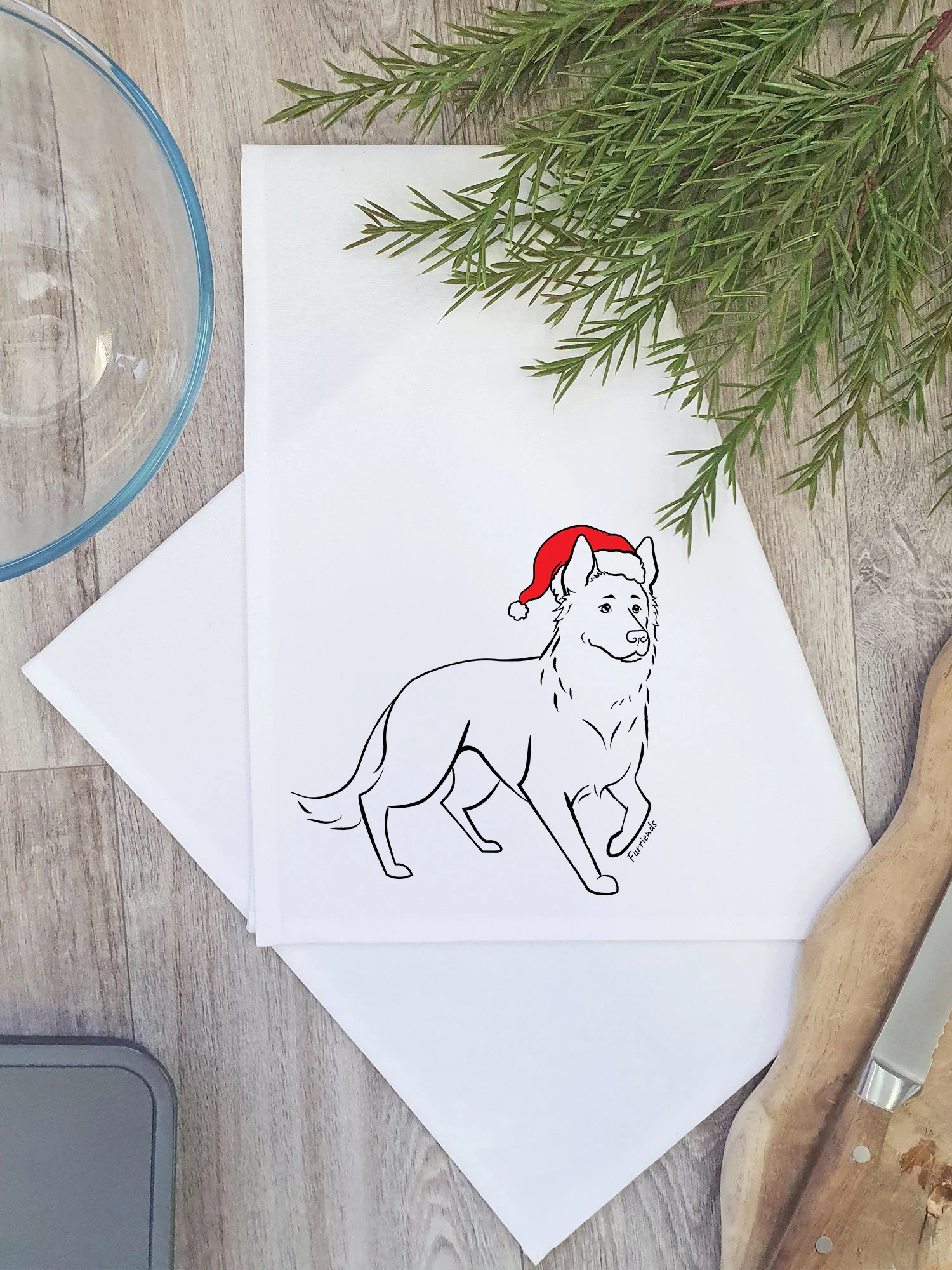 German Shepherd Christmas Edition Tea Towel - Image 2