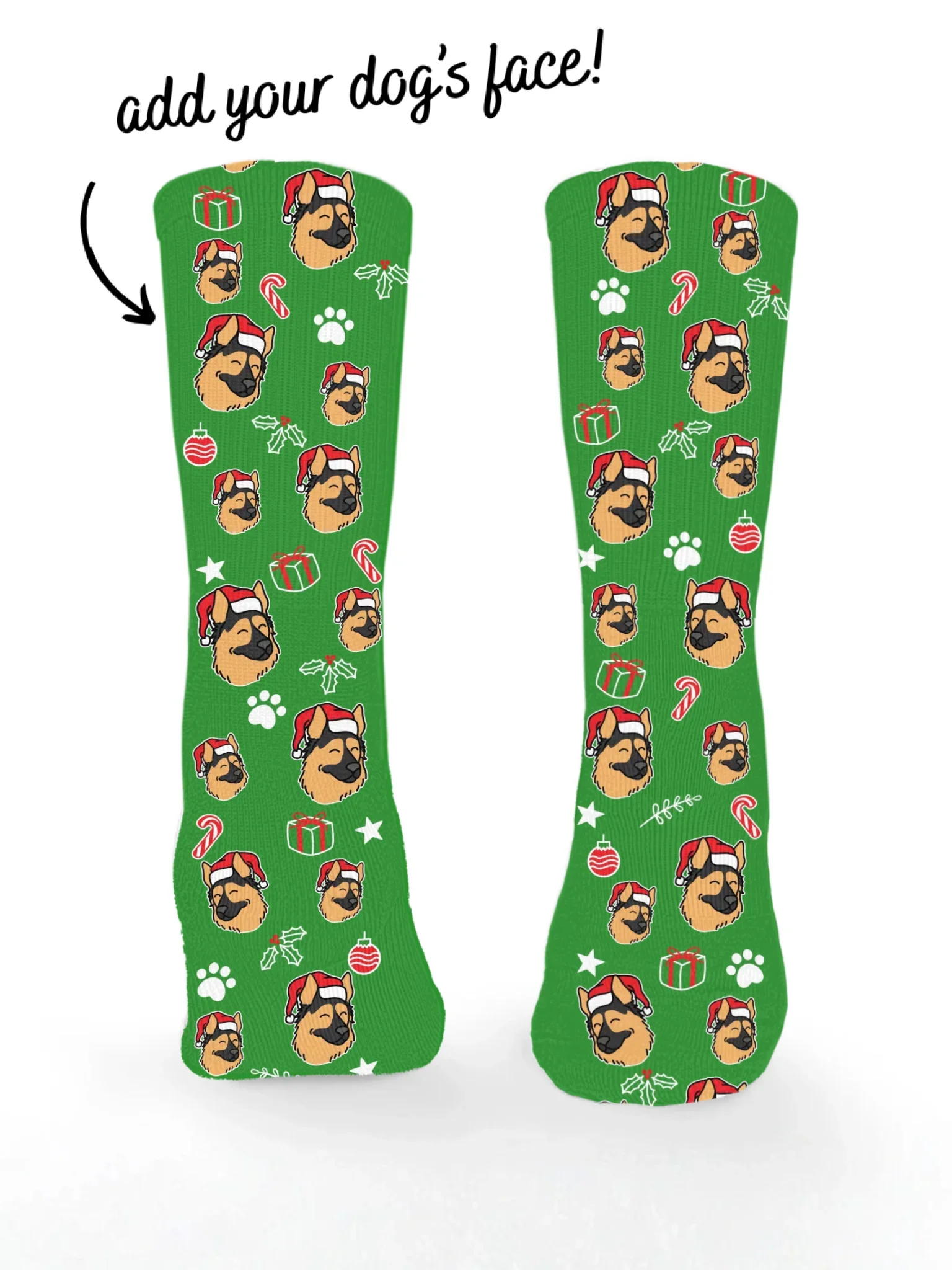 German Shepherd ColourPop Christmas Edition Customisable Socks