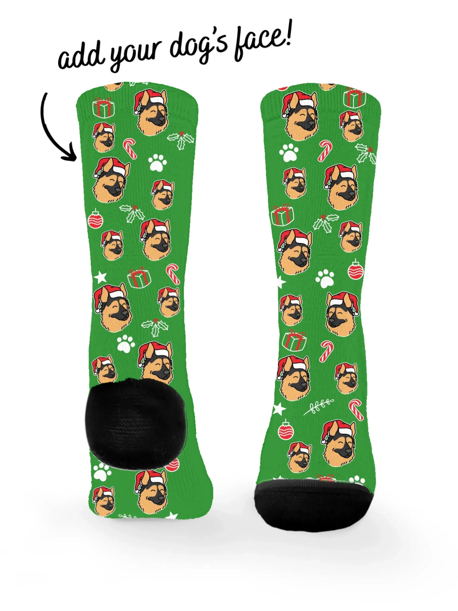 German Shepherd ColourPop Christmas Edition Customisable Socks - Image 3