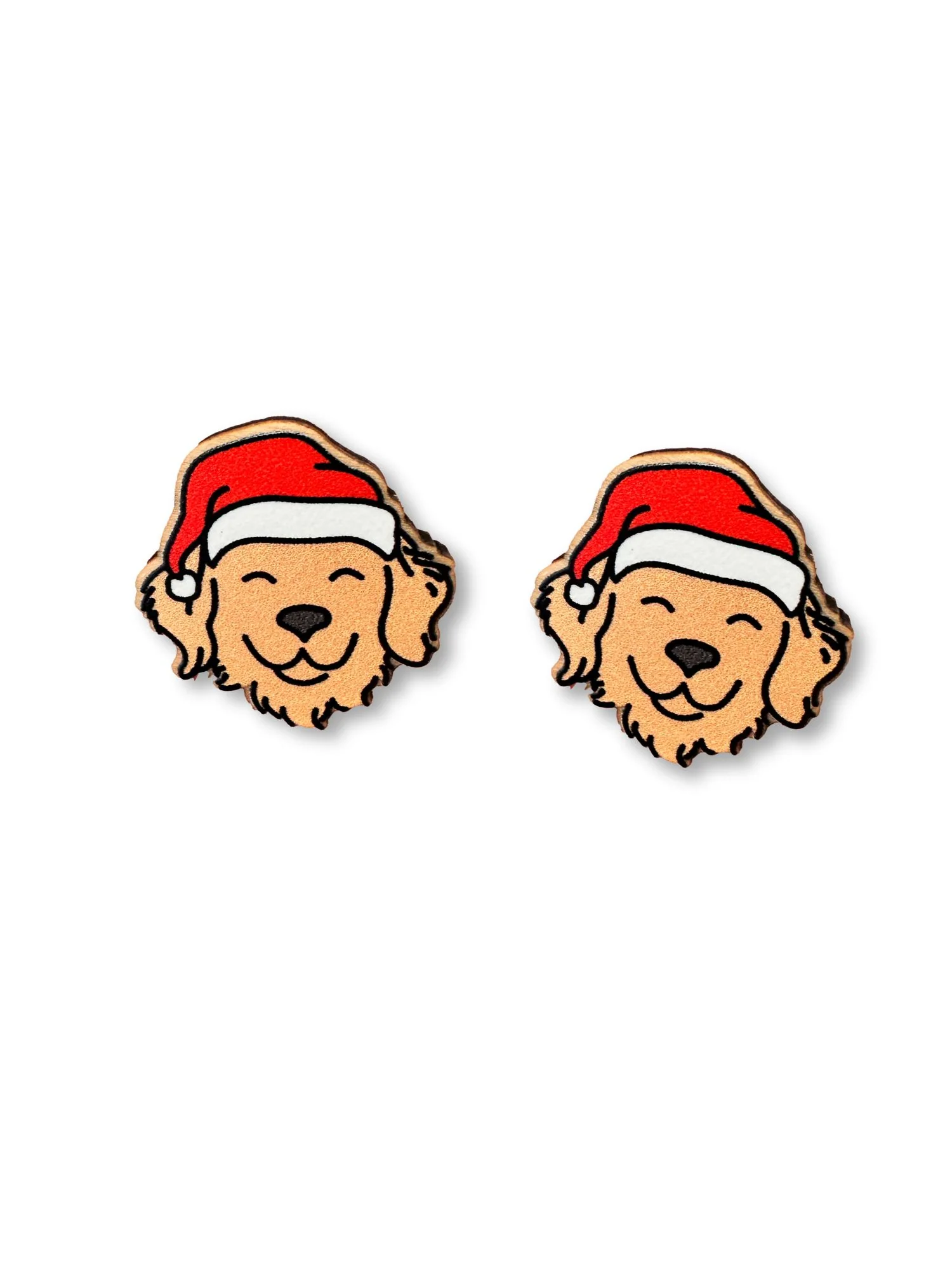 Golden Retriever Christmas Edition ColourPop Stud Earrings - Image 3
