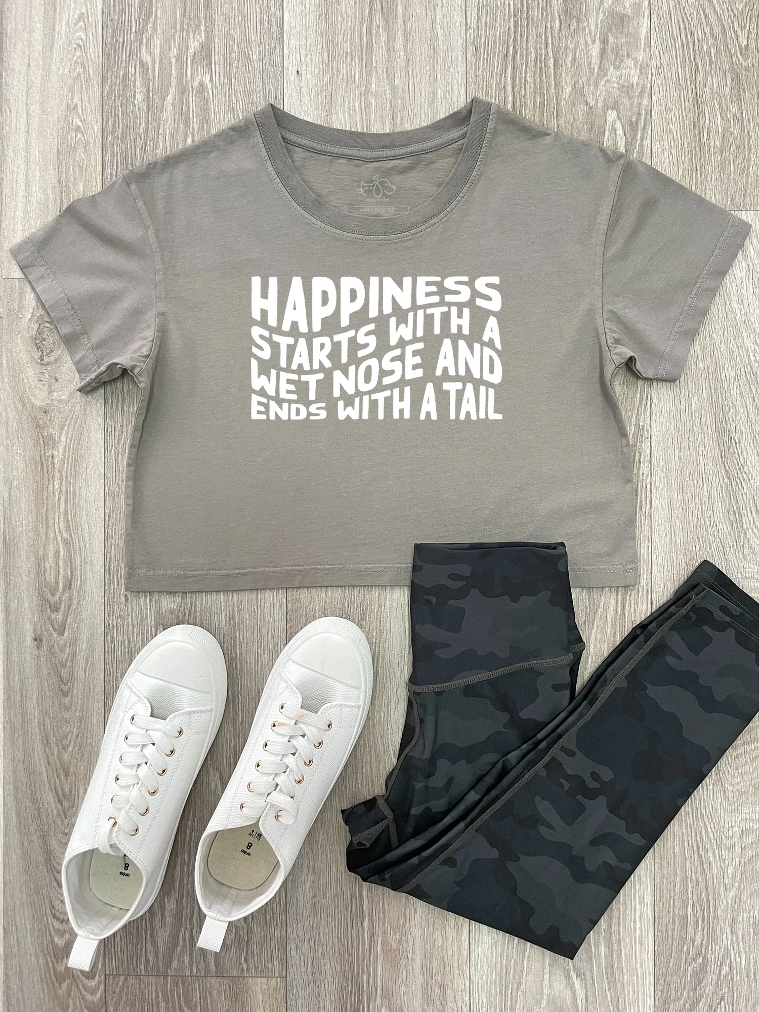 Happiness Starts With A Wet Nose And Ends With A Tail Annie Crop Tee - Image 3
