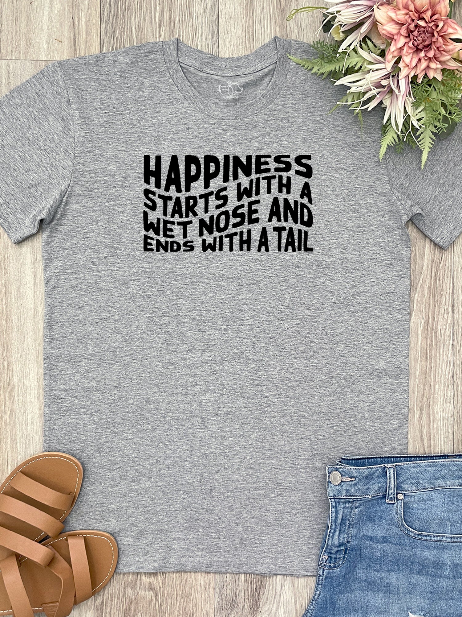 Happiness Starts With A Wet Nose And Ends With A Tail Essential Unisex Tee - Image 3