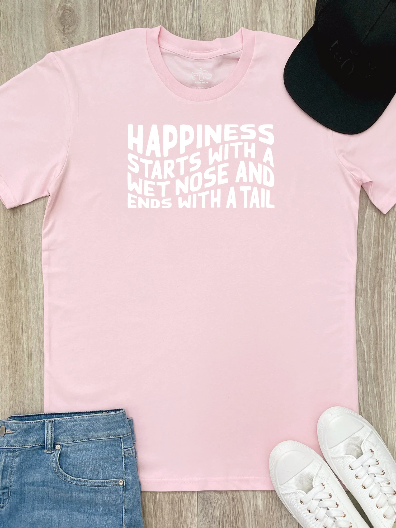 Happiness Starts With A Wet Nose And Ends With A Tail Essential Unisex Tee - Image 4