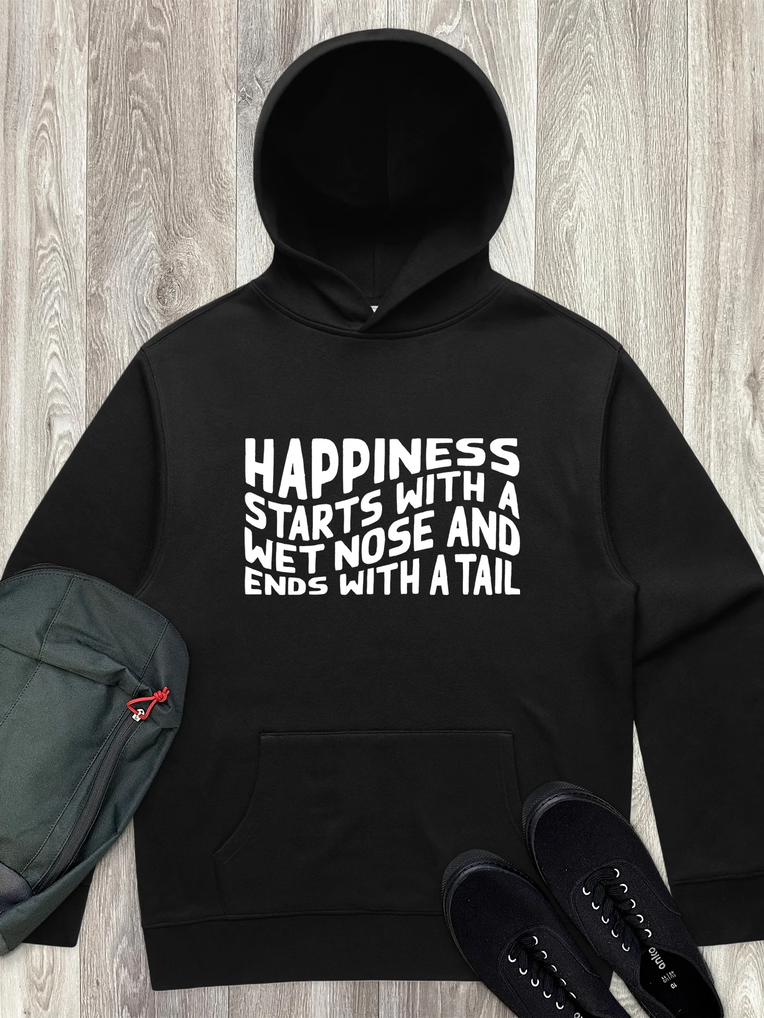 Happiness Starts With A Wet Nose And Ends With A Tail Men's Comfort Hood - Image 3
