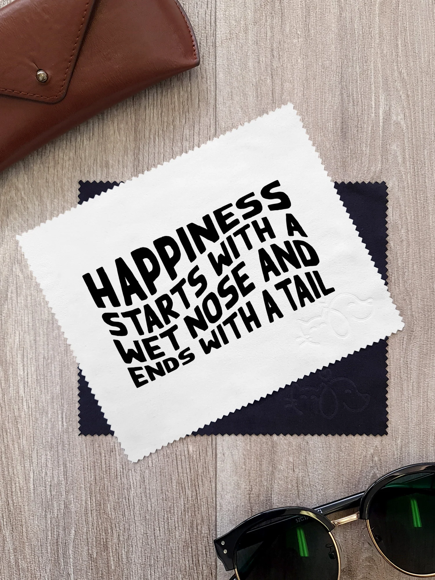 Happiness Starts With A Wet Nose And Ends With A Tail Microfibre Suede Glasses Cleaning Cloths (Twinpack) - Image 2