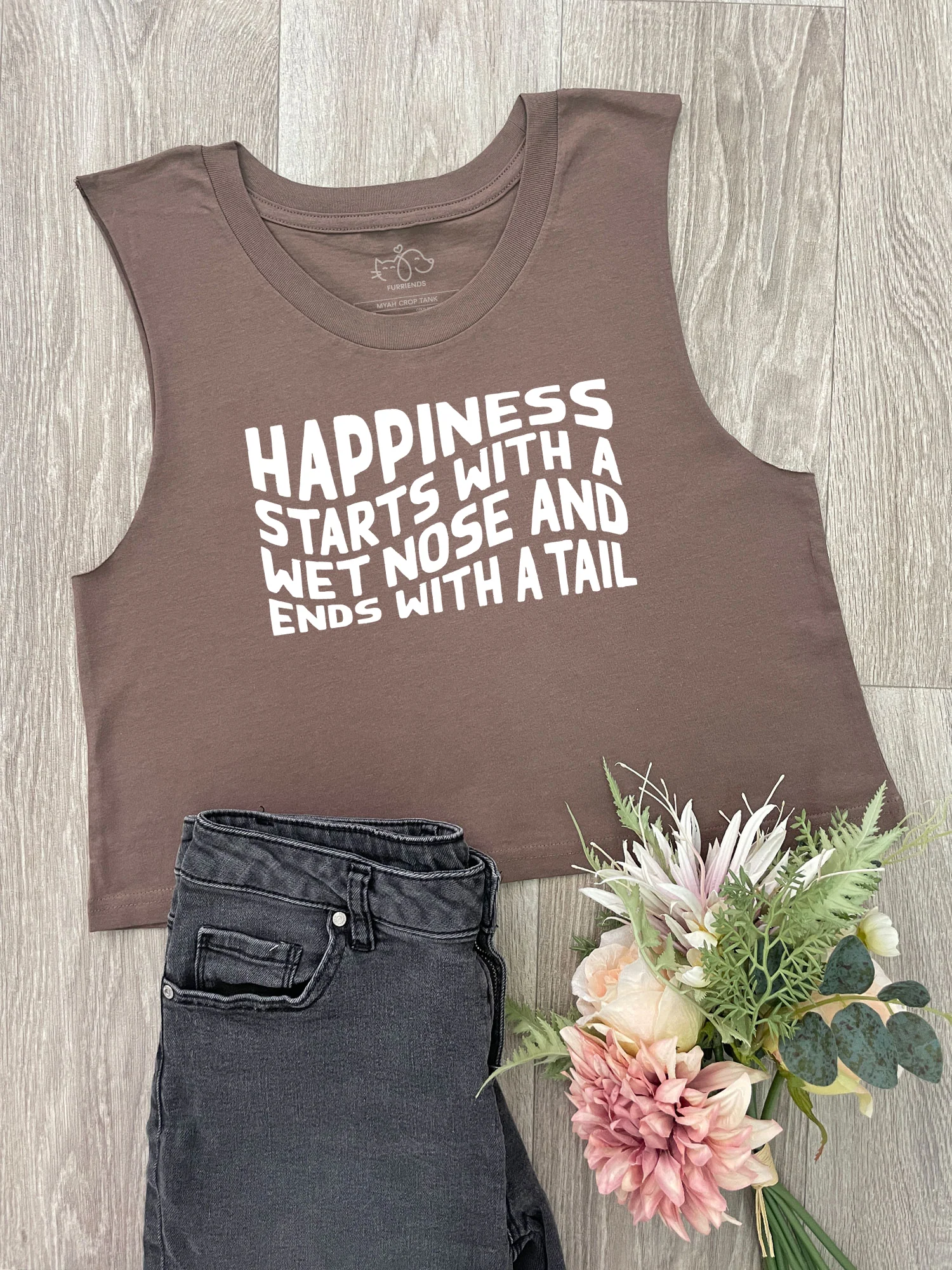 Happiness Starts With A Wet Nose And Ends With A Tail Myah Crop Tank - Image 3