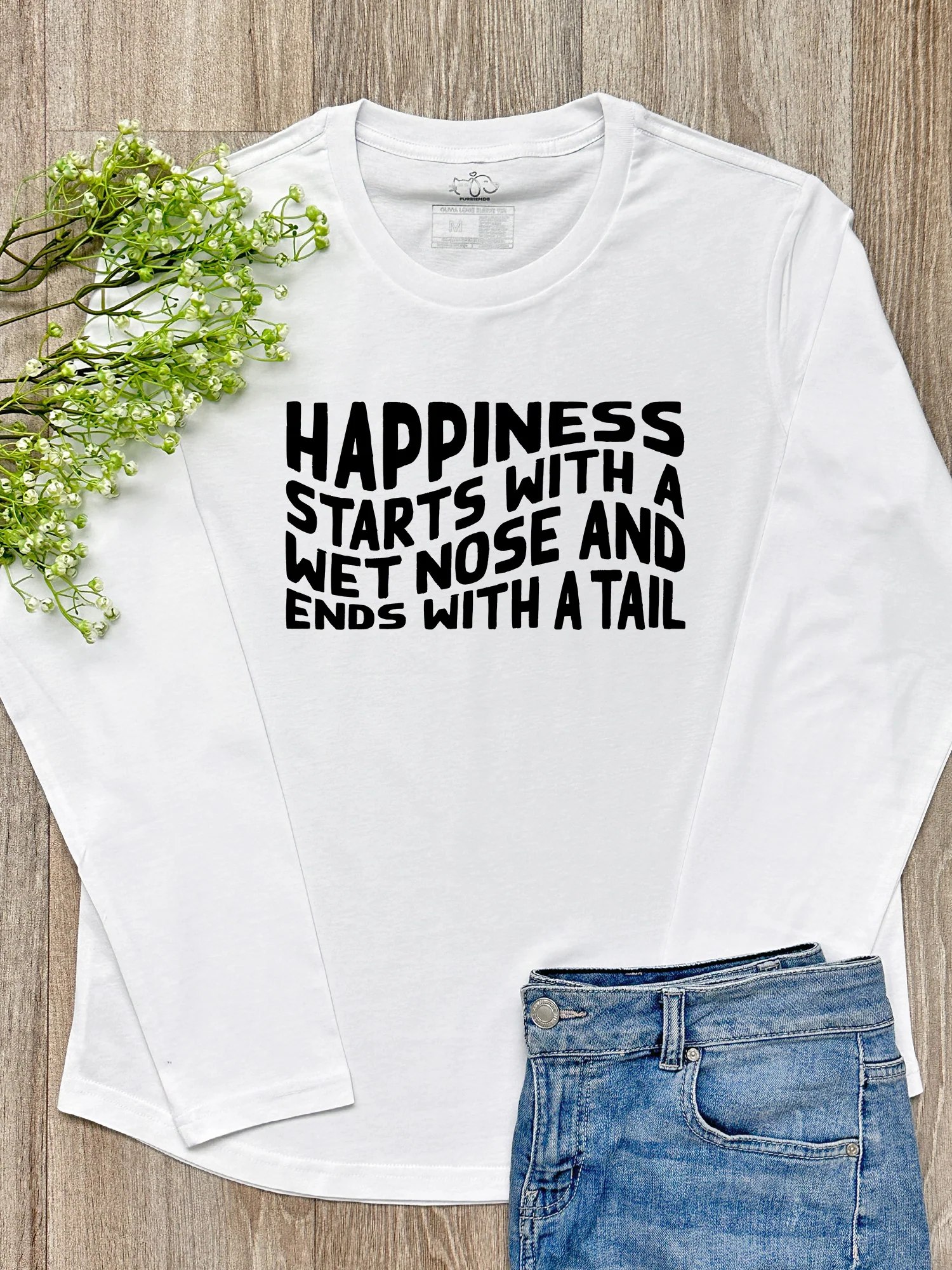 Happiness Starts With A Wet Nose And Ends With A Tail Olivia Long Sleeve Tee - Image 2
