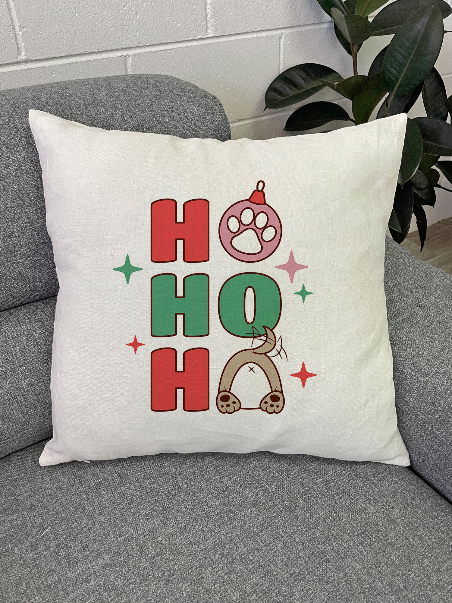 Ho Ho Ho Linen Cushion Cover - Image 2