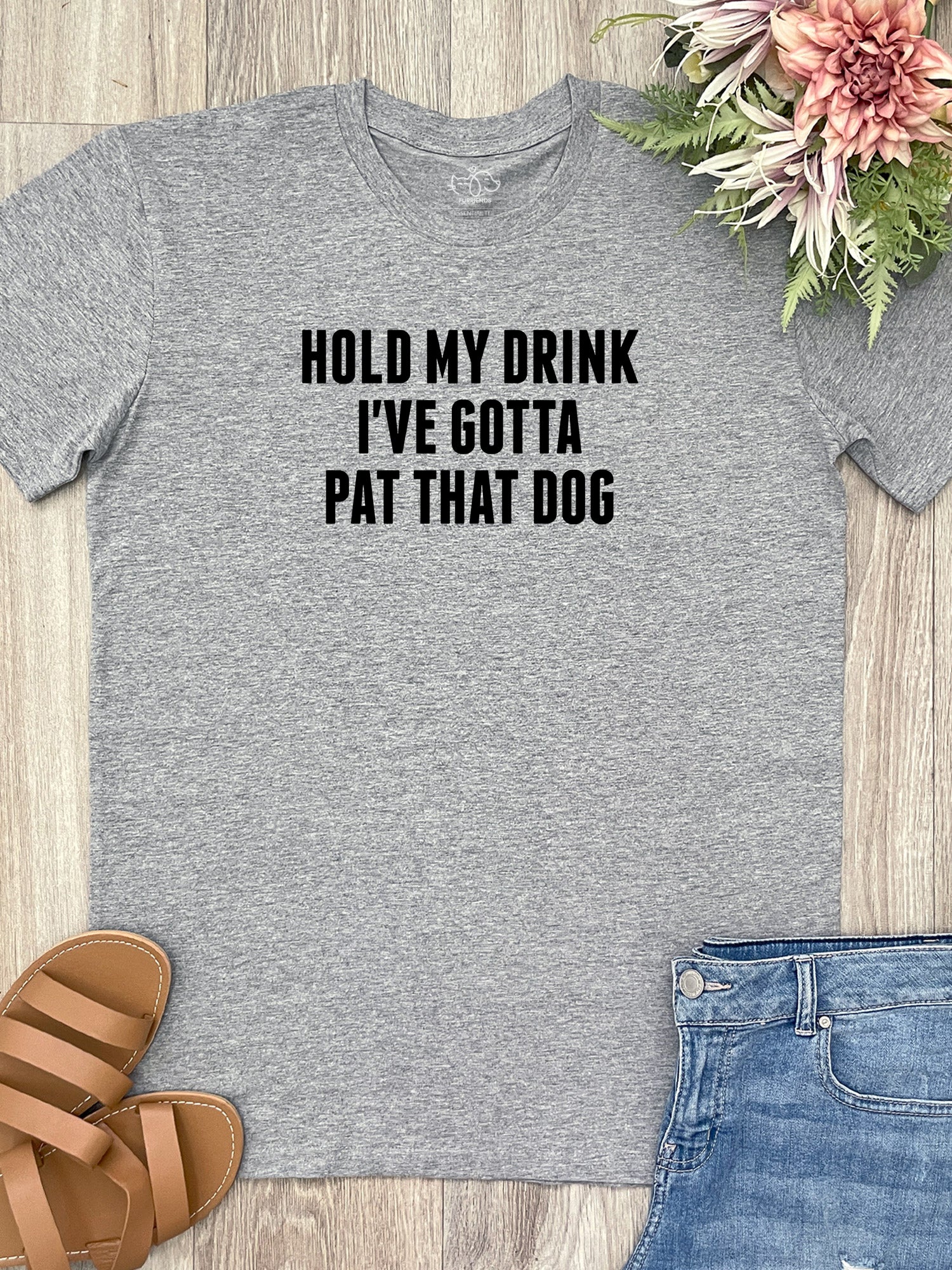 Hold My Drink I've Gotta Pat That Dog Essential Unisex Tee - Image 2