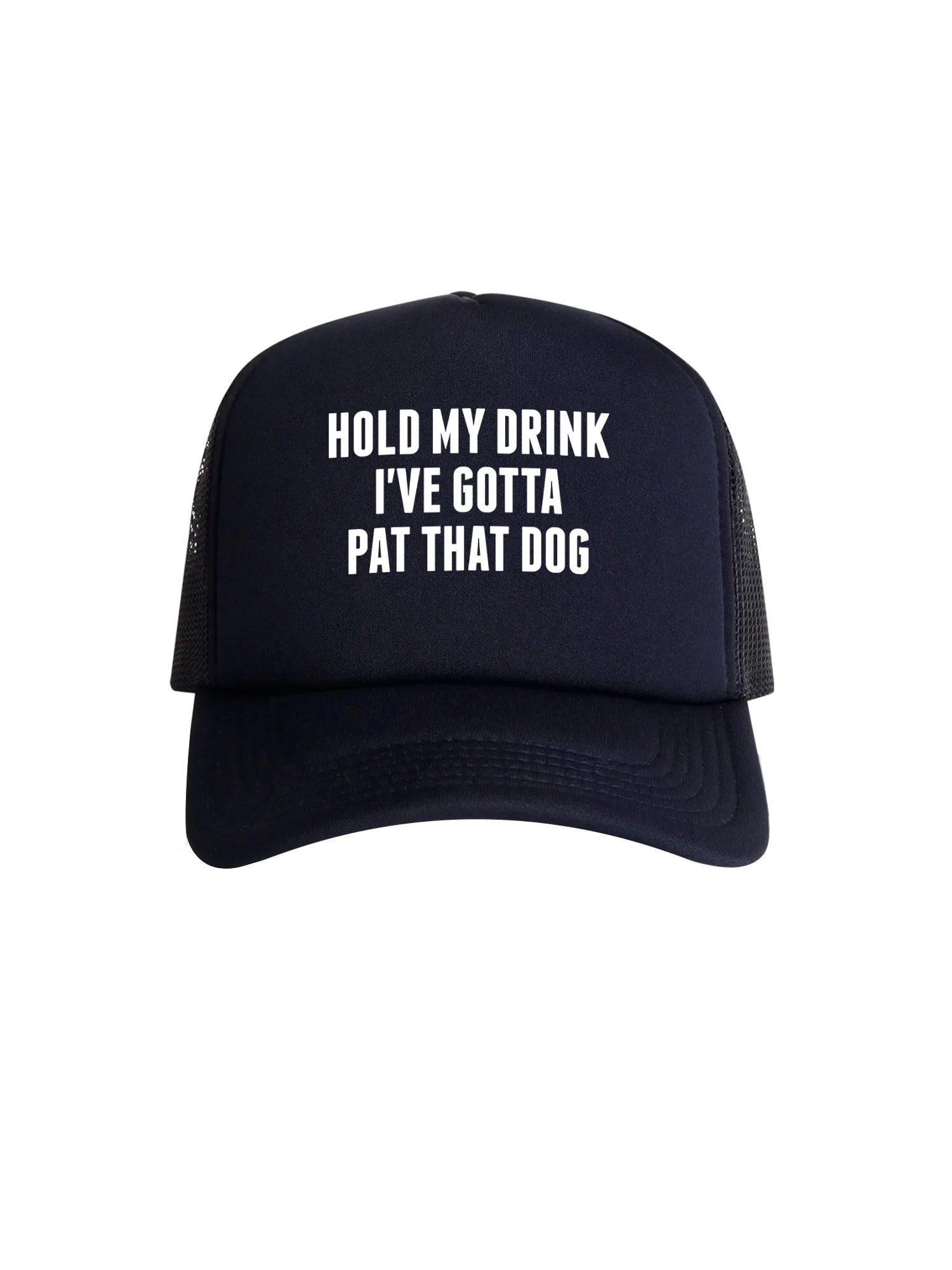 Hold My Drink I've Gotta Pat That Dog Foam Trucker Cap - Image 3