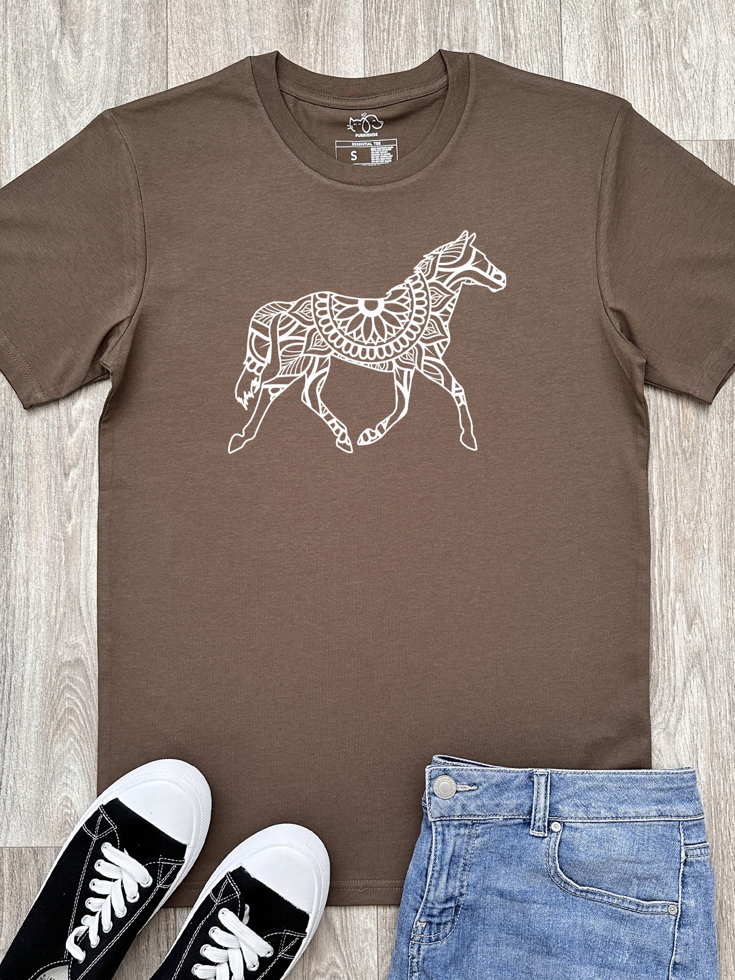 Horse Mandala Essential Unisex Tee - Image 4