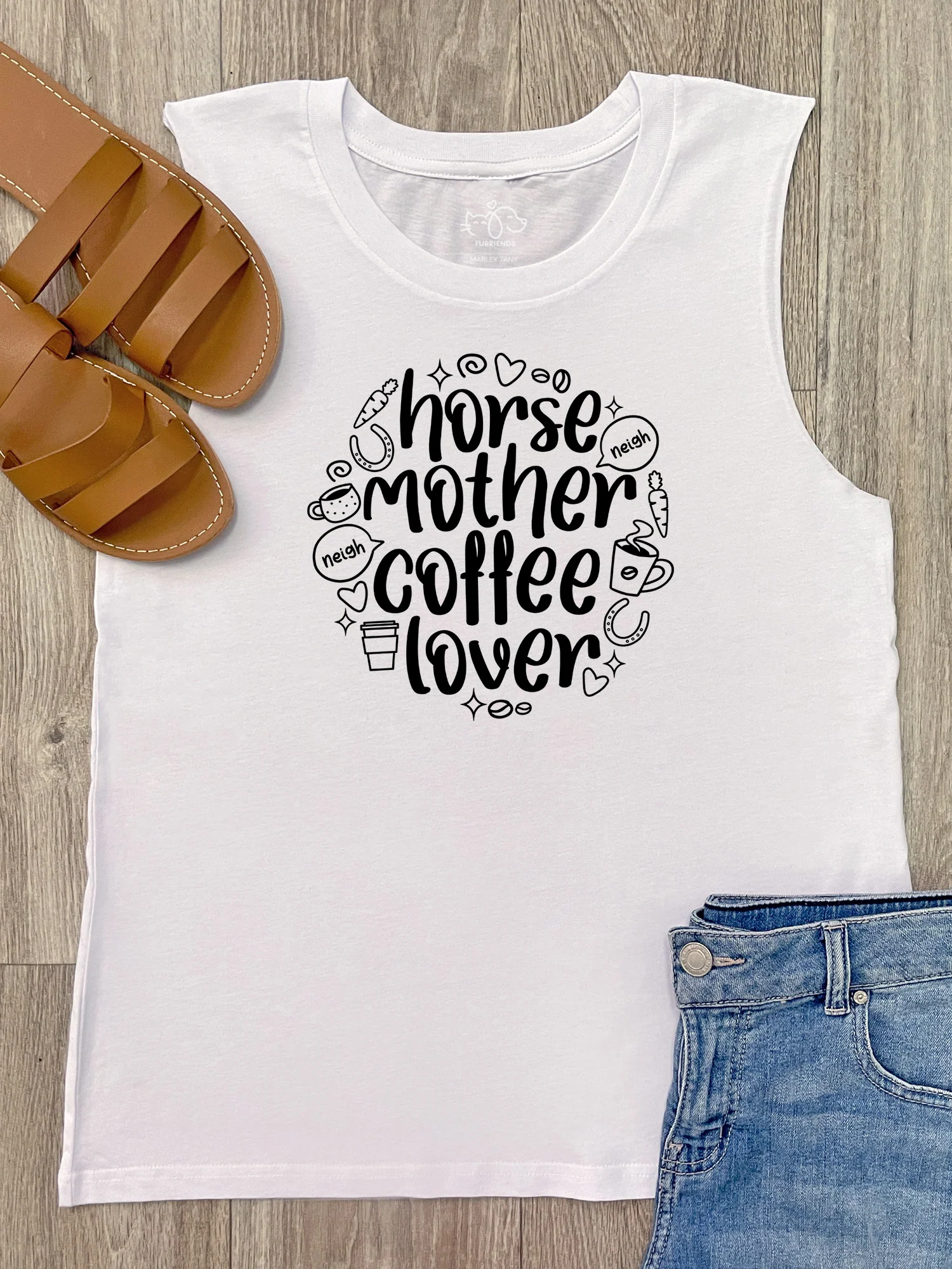 Horse Mother Coffee Lover Marley Tank - Image 3