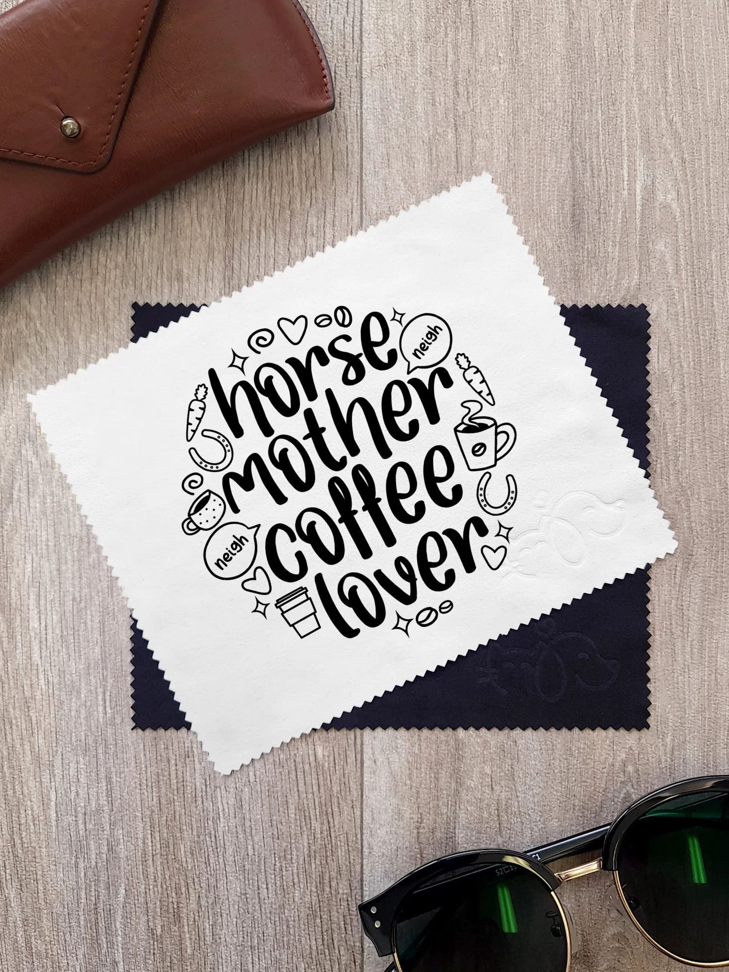 Horse Mother Coffee Lover Microfibre Suede Glasses Cleaning Cloths (Twinpack) - Image 3