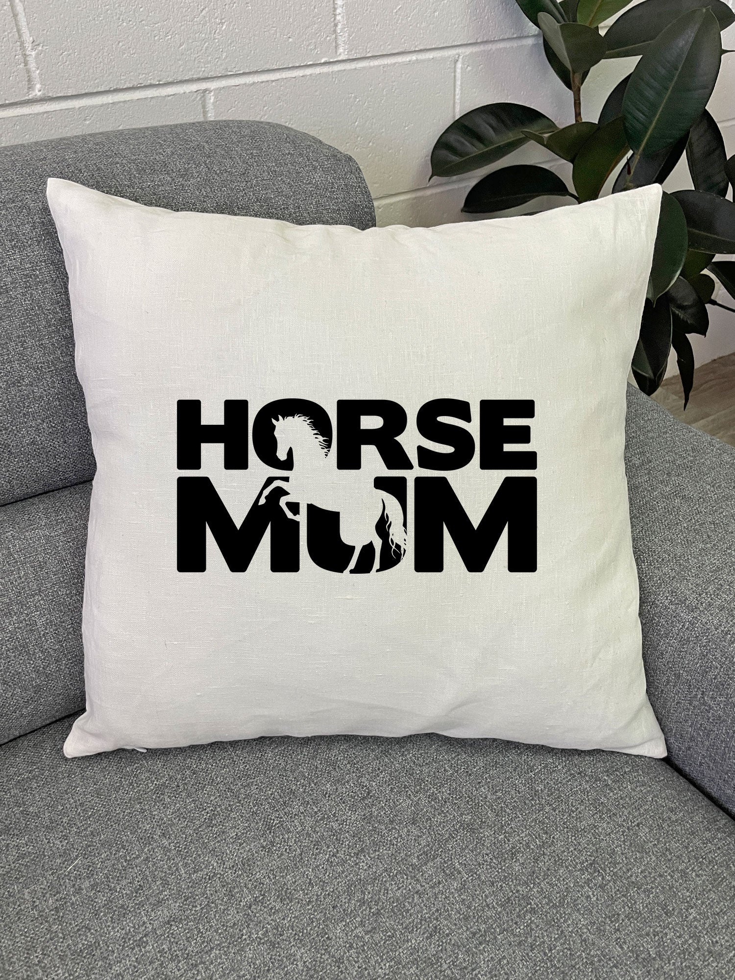 Horse Mum Silhouette Linen Cushion Cover - Image 2