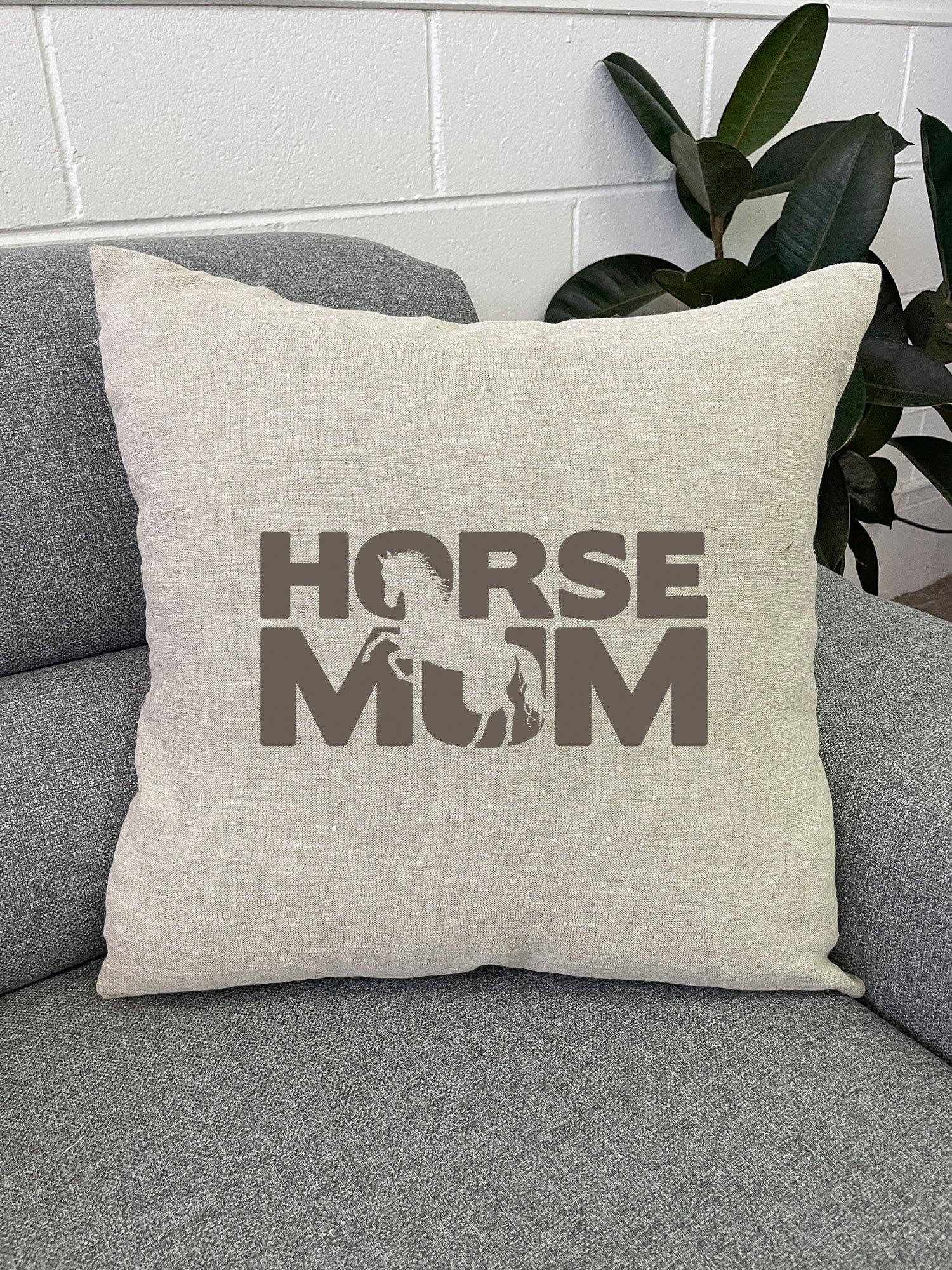 Horse Mum Silhouette Linen Cushion Cover - Image 3