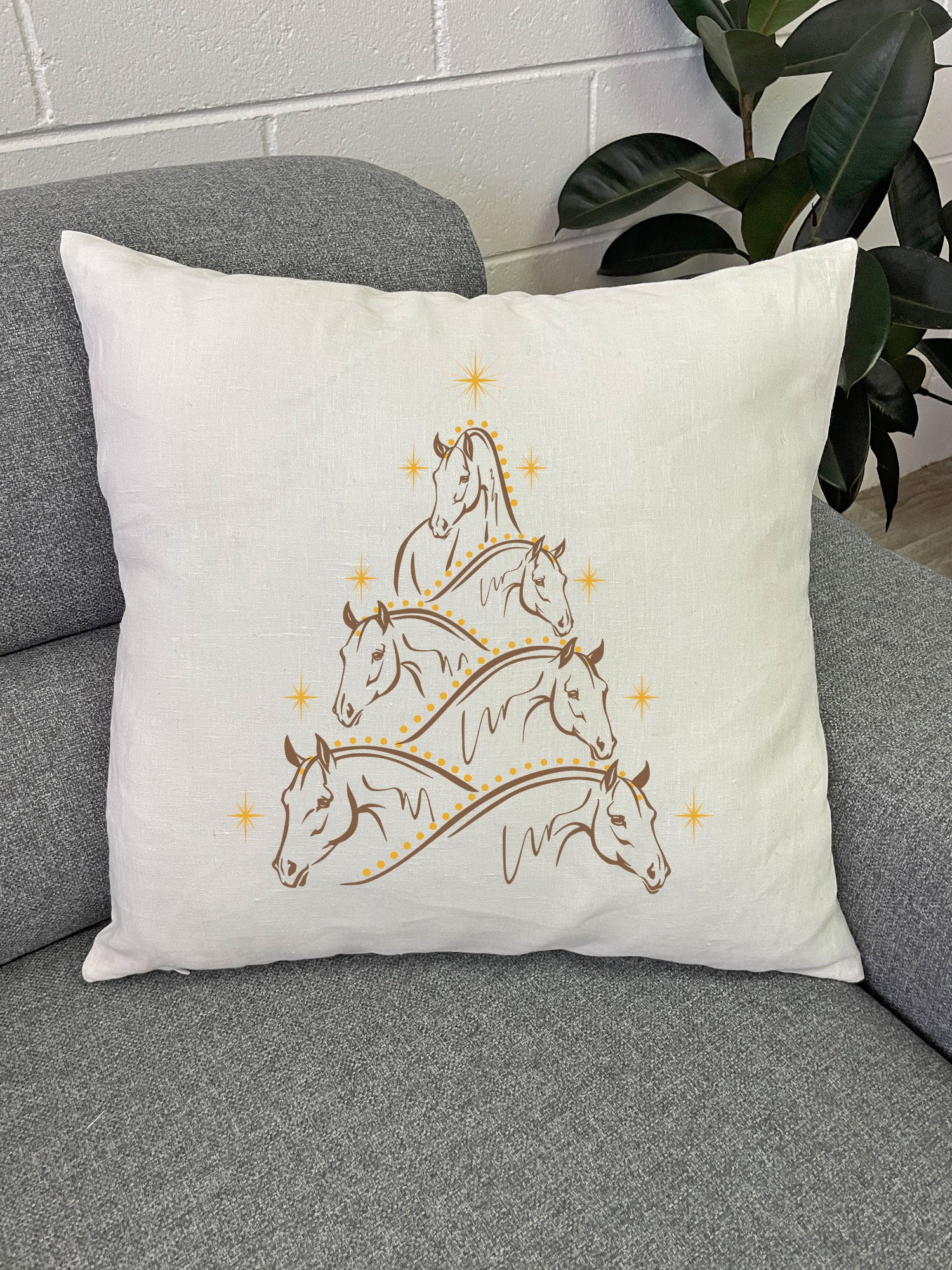 Horsemas Tree Linen Cushion Cover - Image 2