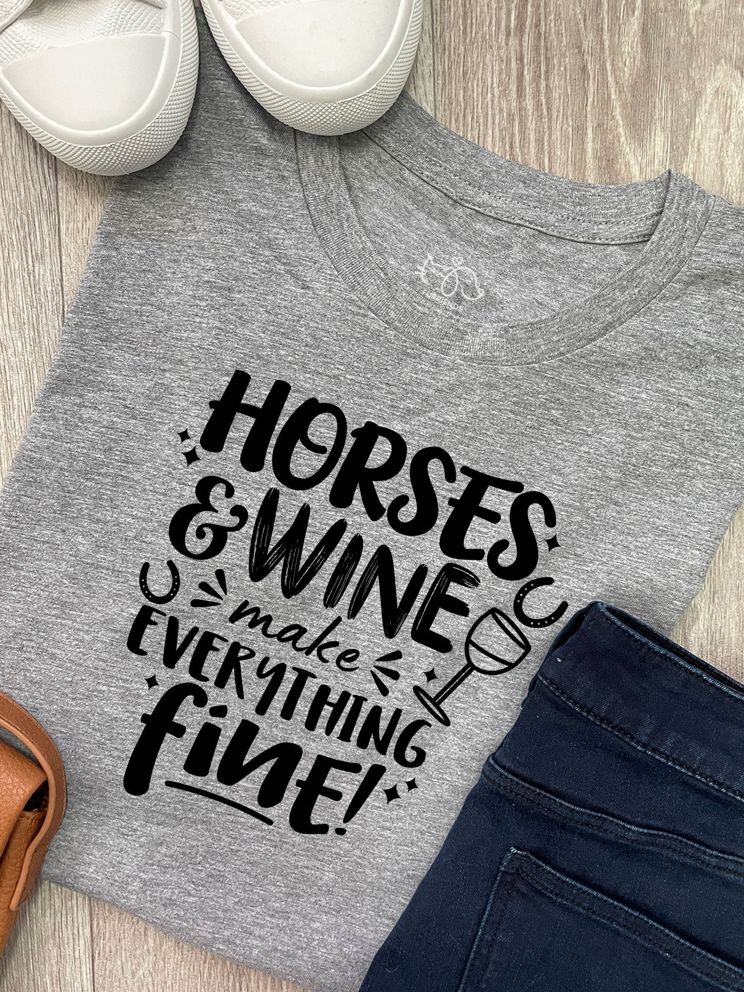 Horses & Wine Make Everything Fine Ava Women's Regular Fit Tee - Image 2