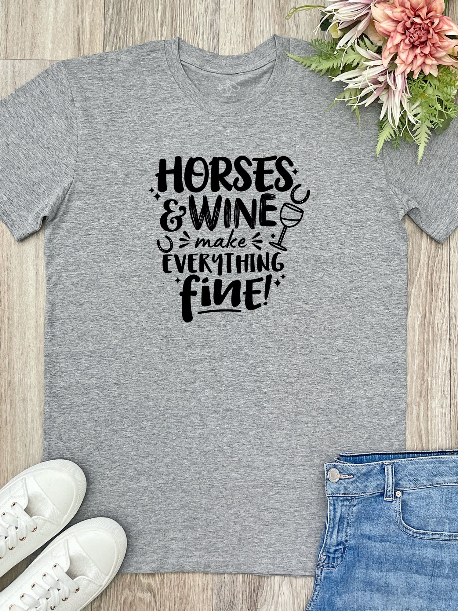 Horses & Wine Make Everything Fine Essential Unisex Tee - Image 2