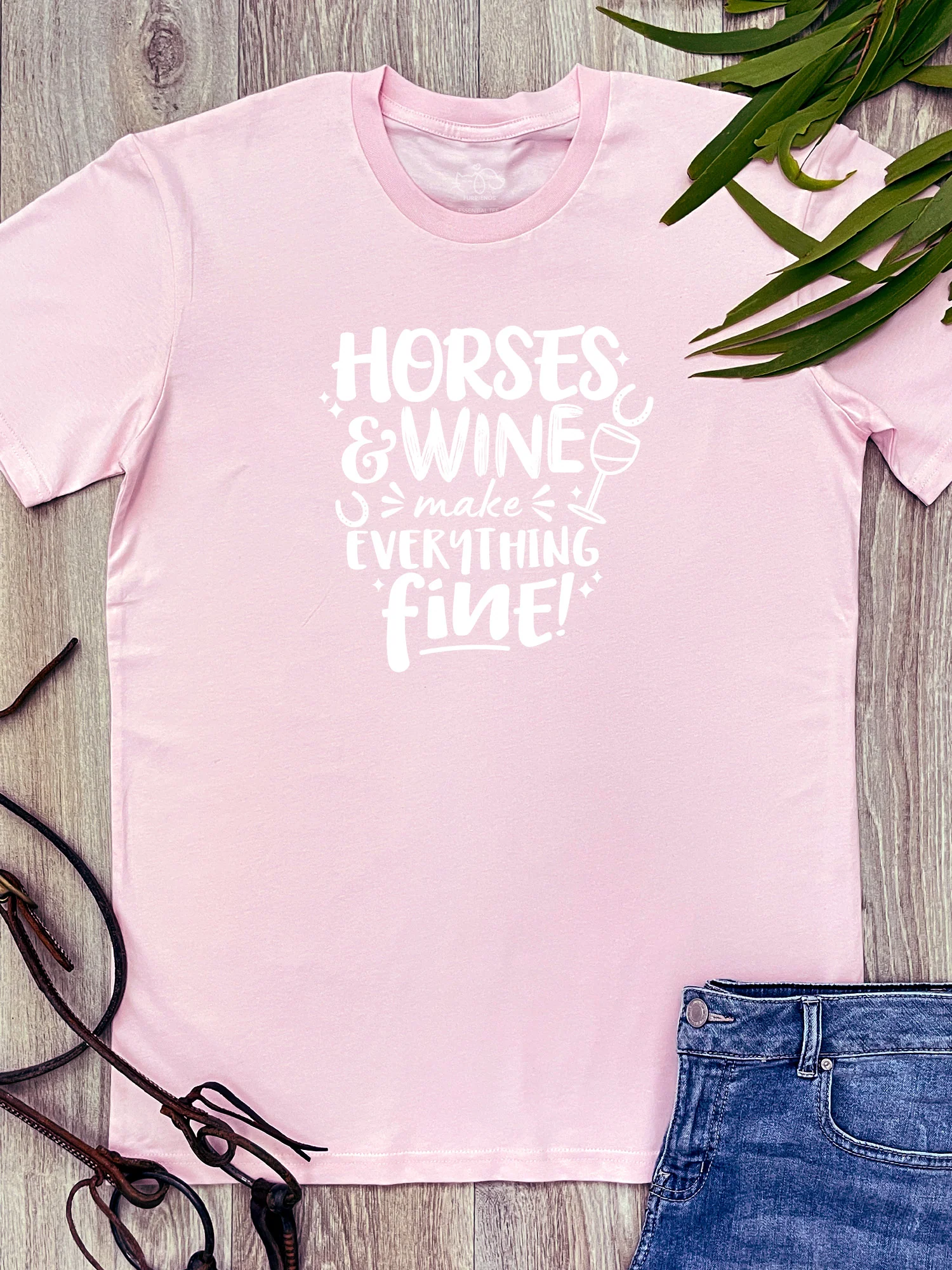 Horses & Wine Make Everything Fine Essential Unisex Tee - Image 3