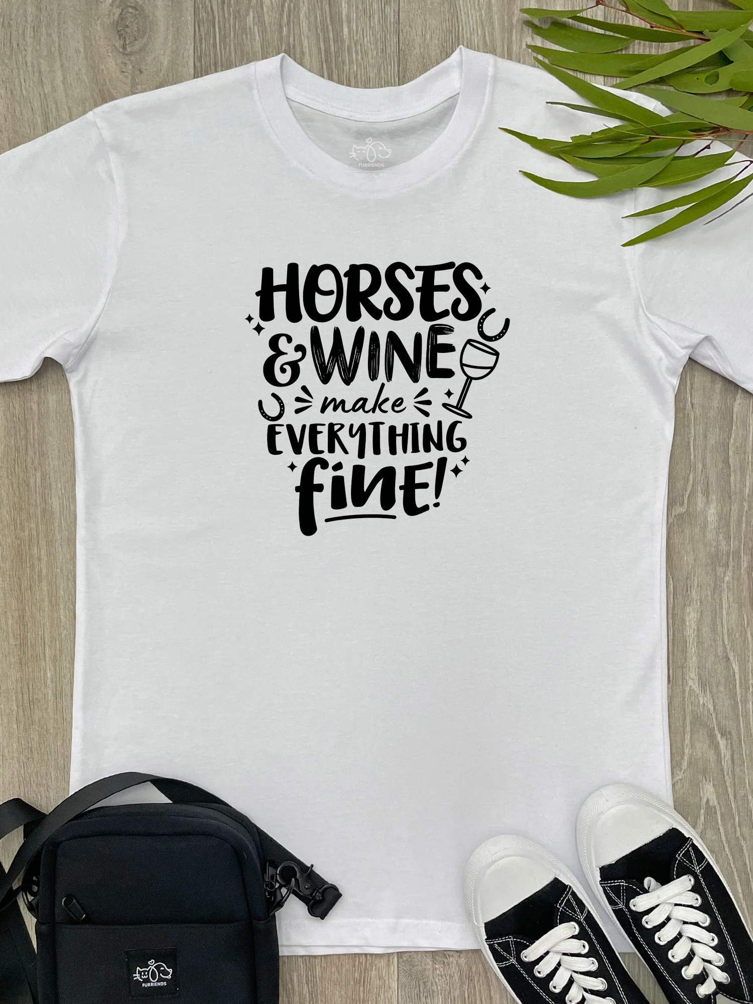 Horses & Wine Make Everything Fine Essential Unisex Tee - Image 4