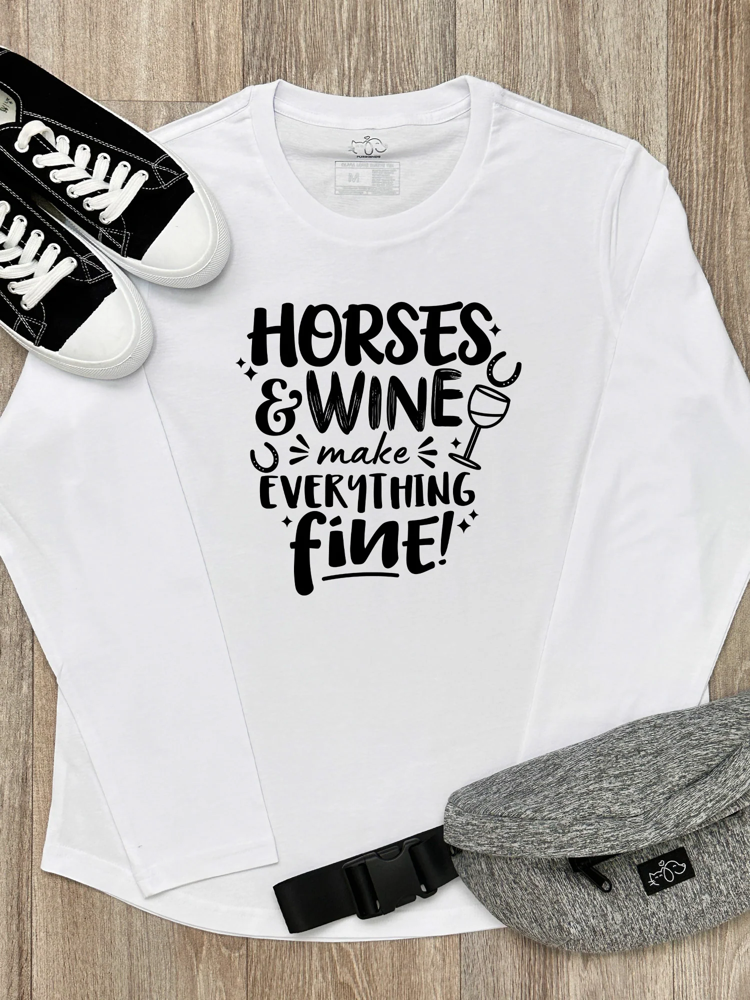 Horses & Wine Make Everything Fine Olivia Long Sleeve Tee - Image 2