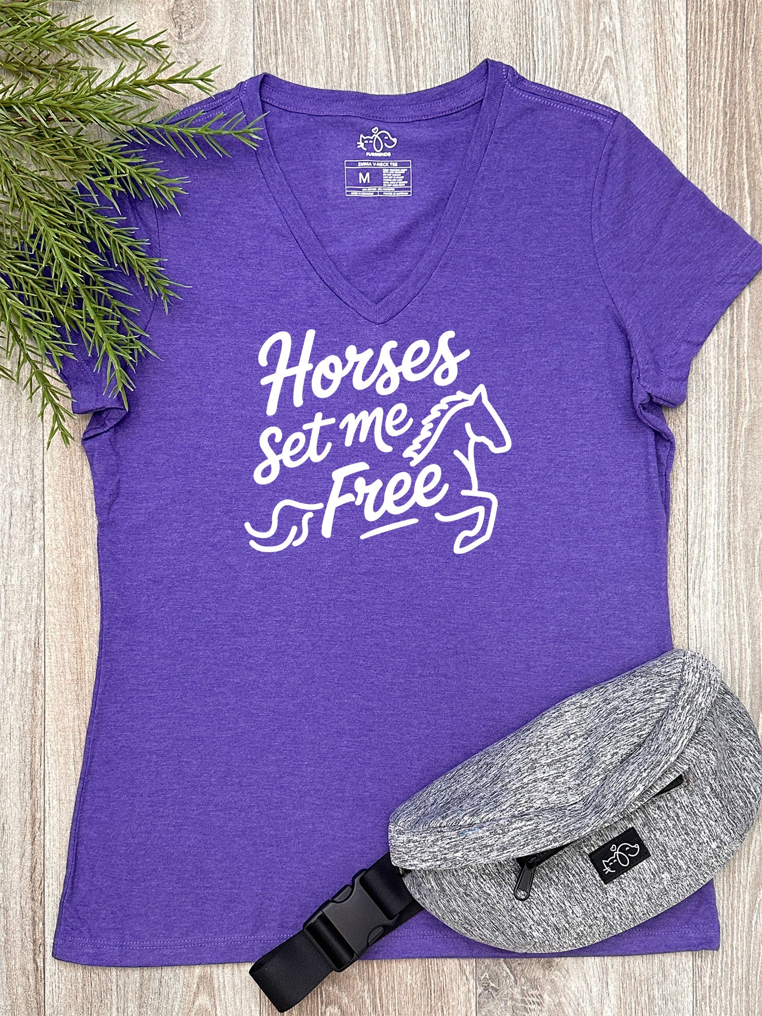 Horses Set Me Free Emma V-Neck Tee - Image 3