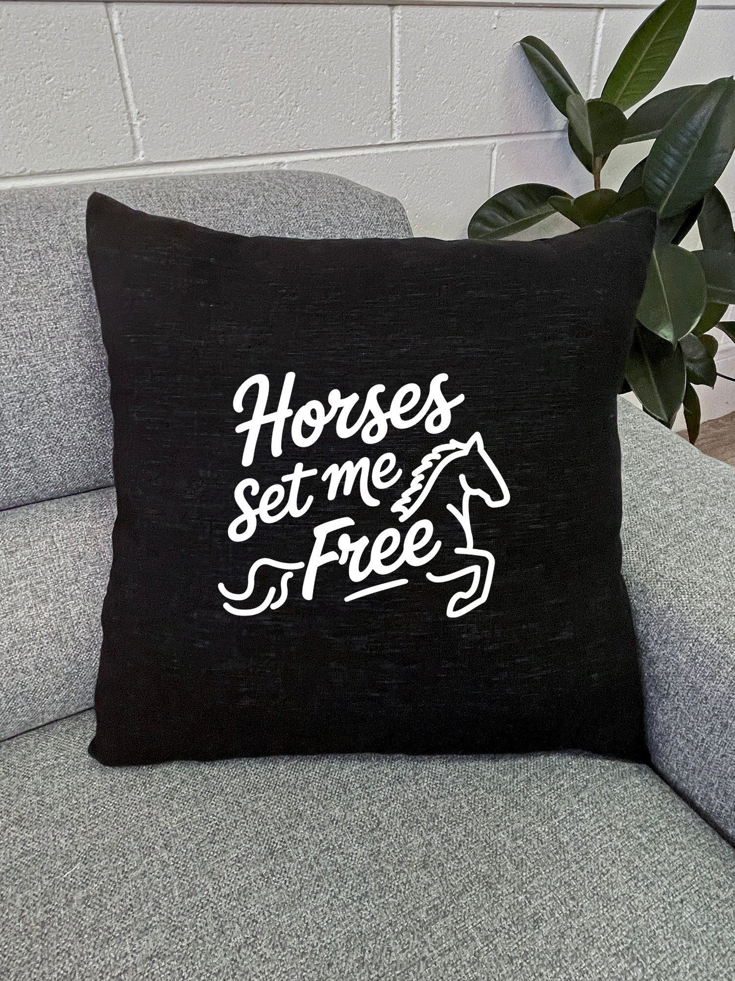 Horses Set Me Free Linen Cushion Cover