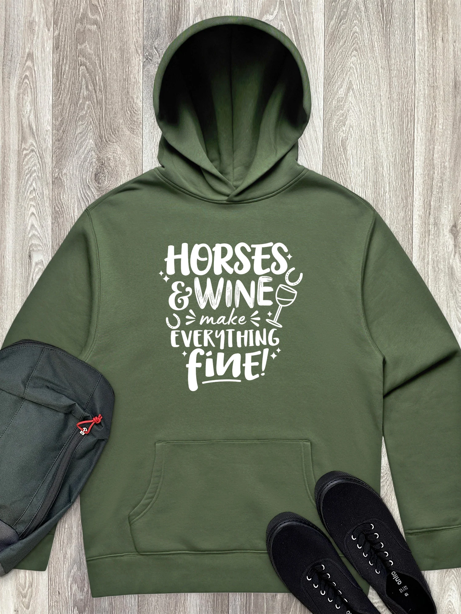 Horses & Wine Make Everything Fine Men's Comfort Hood - Image 2