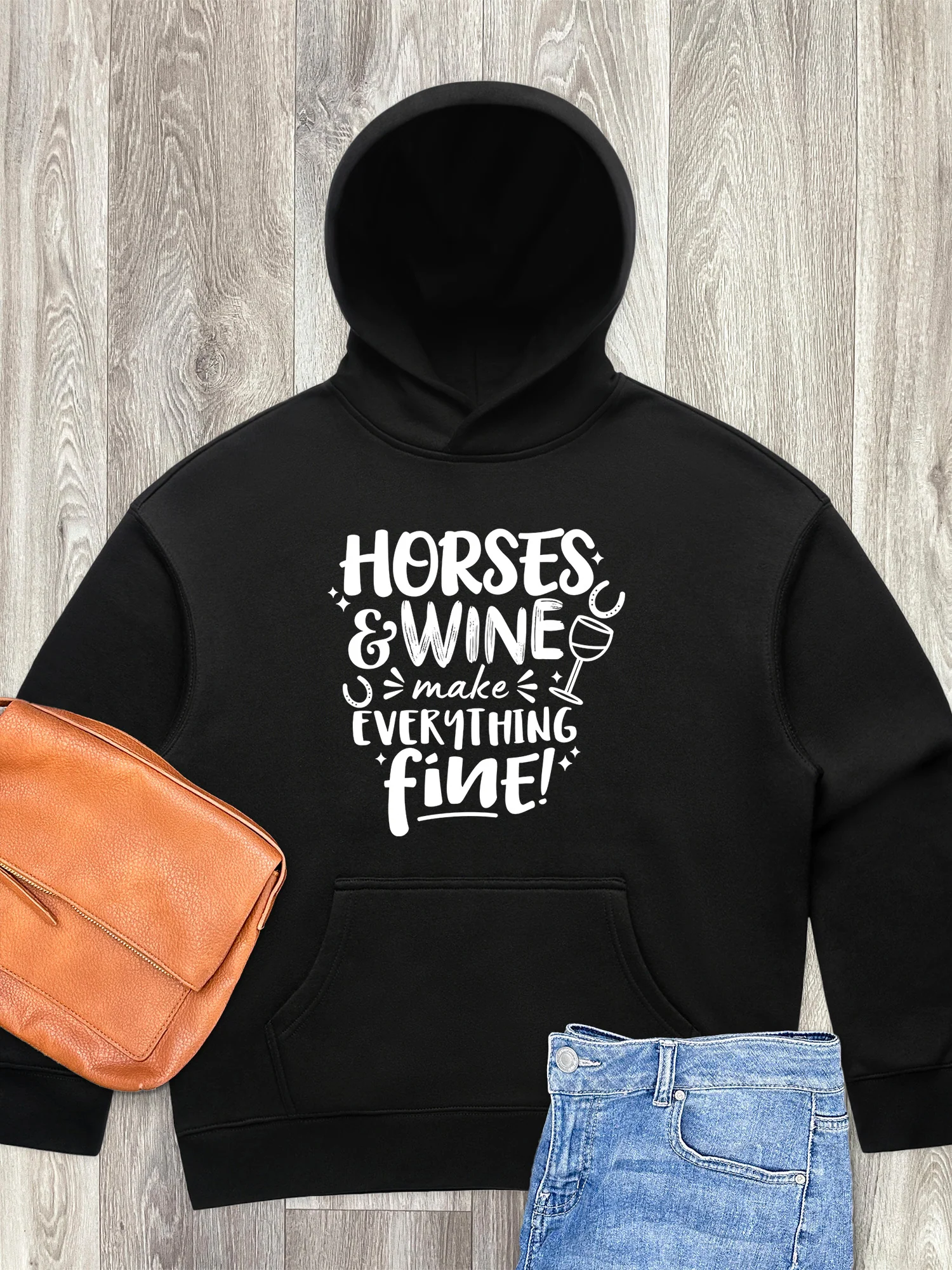 Horses & Wine Make Everything Fine Women's Comfort Hood - Image 3