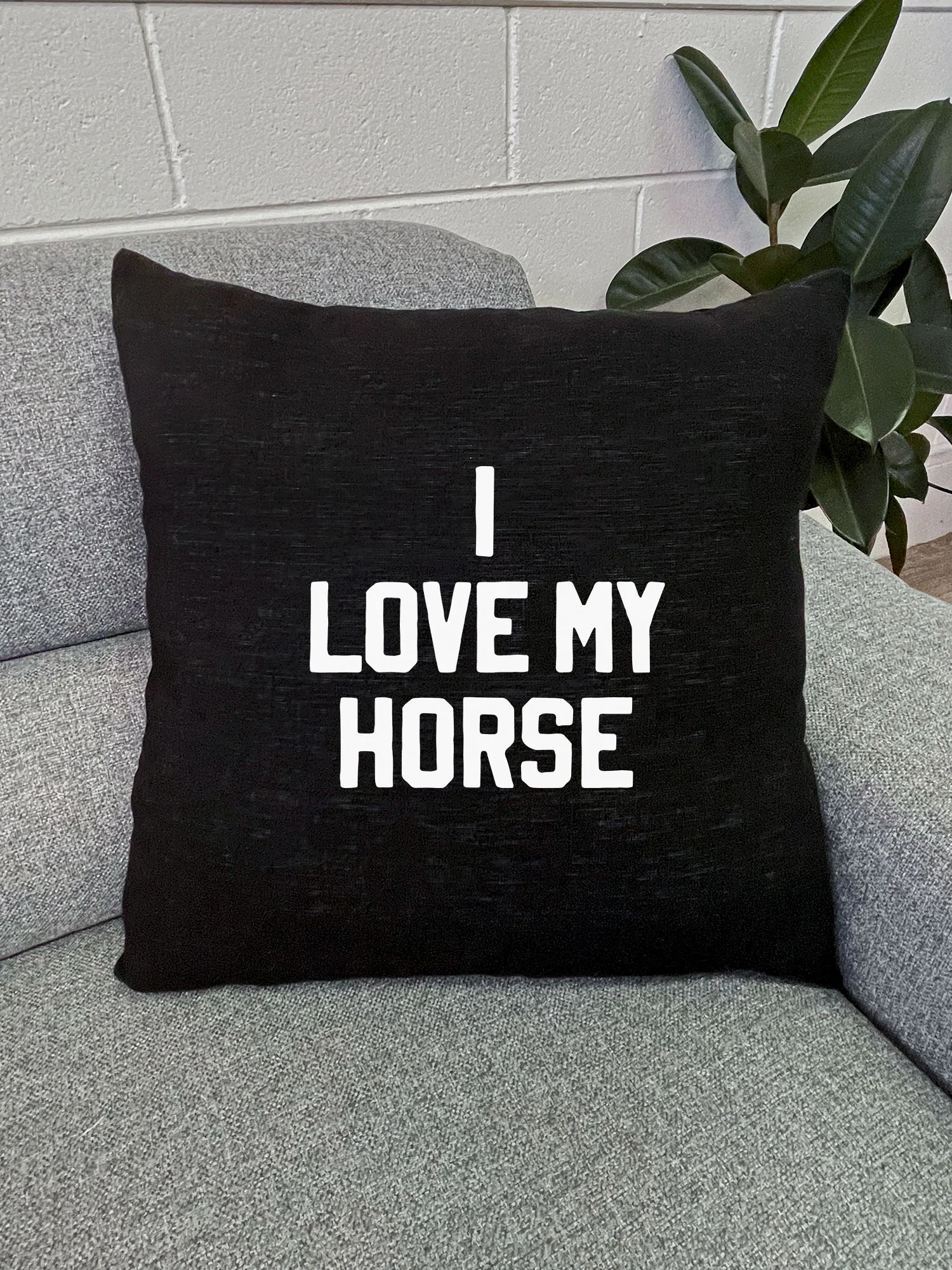 I Love My Horse Linen Cushion Cover