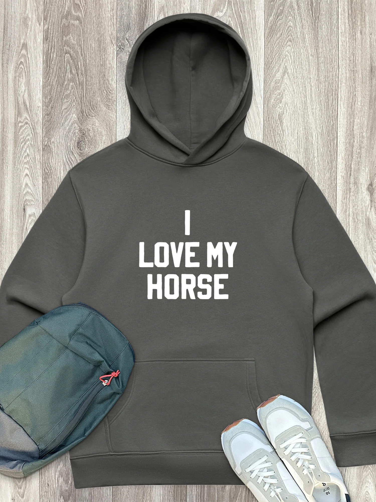 I Love My Horse Men's Comfort Hood - Image 4