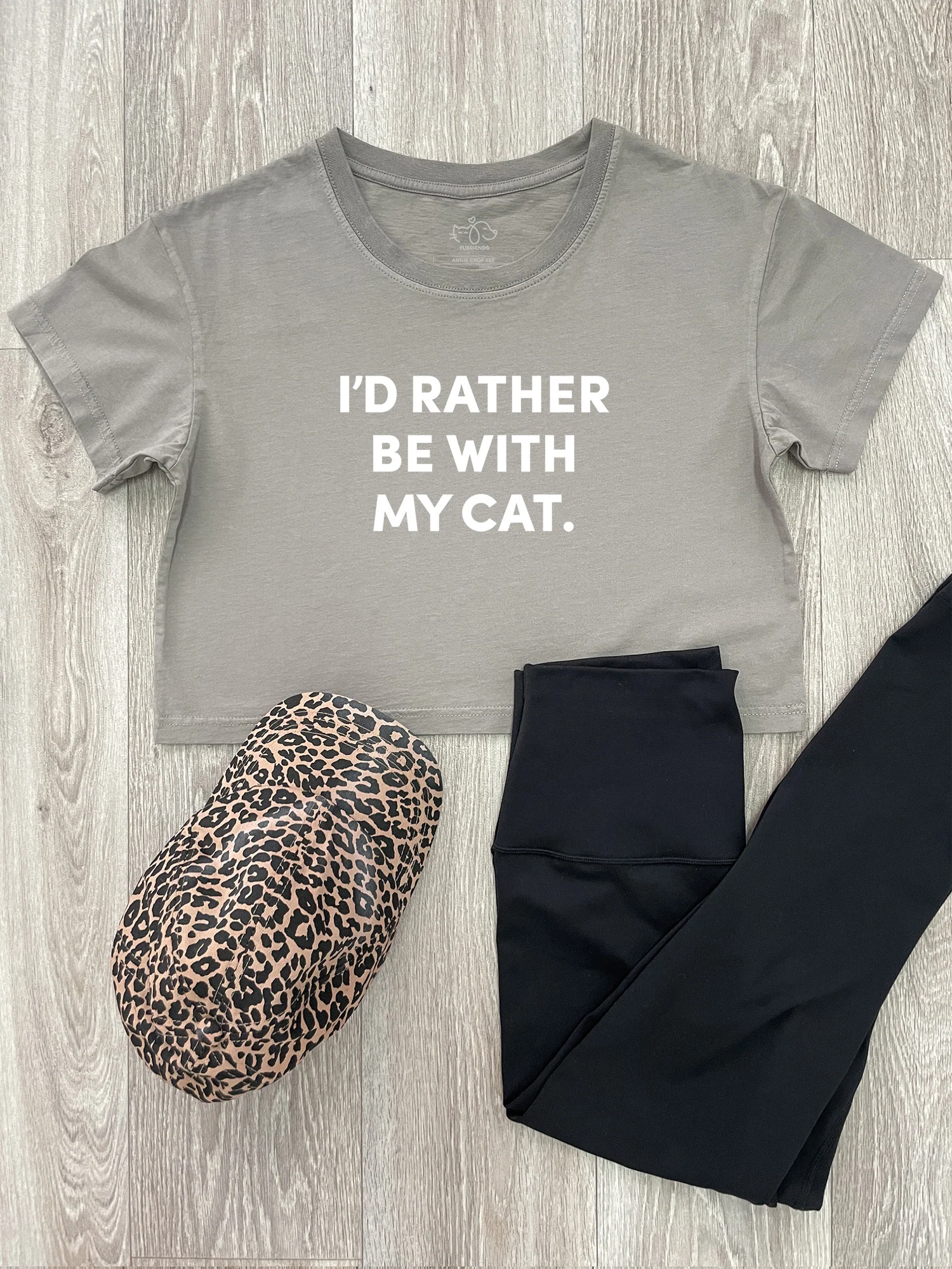 I'd Rather Be With My Cat. Annie Crop Tee - Image 3