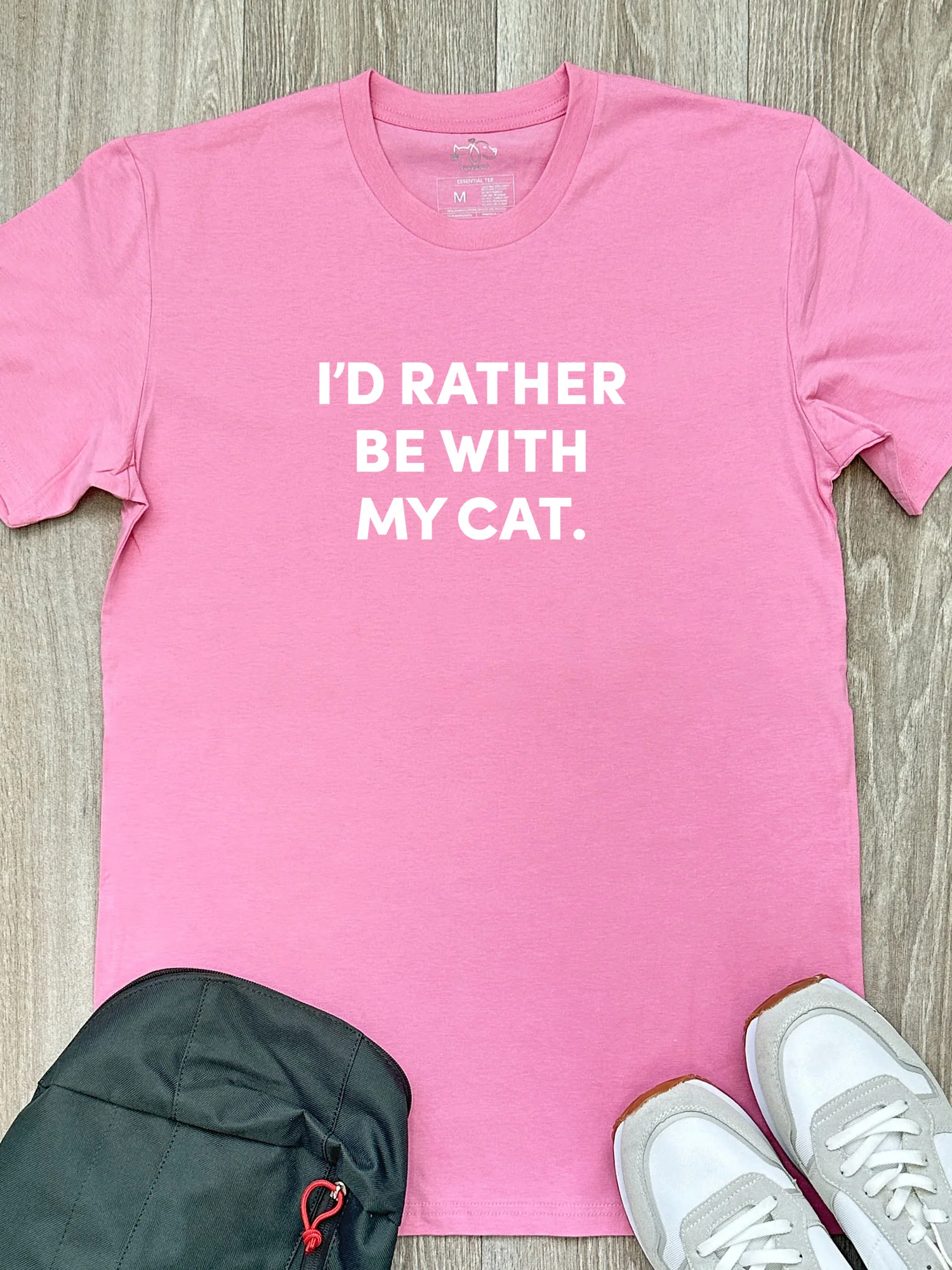 I'd Rather Be With My Cat. Essential Unisex Tee - Image 2