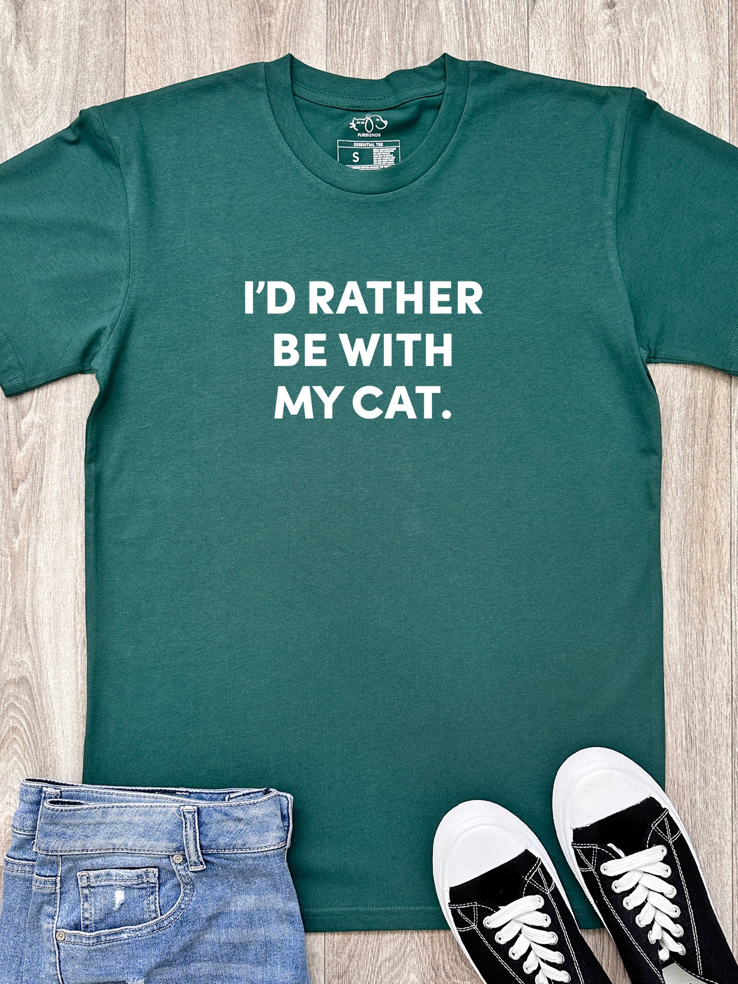 I'd Rather Be With My Cat. Essential Unisex Tee - Image 6