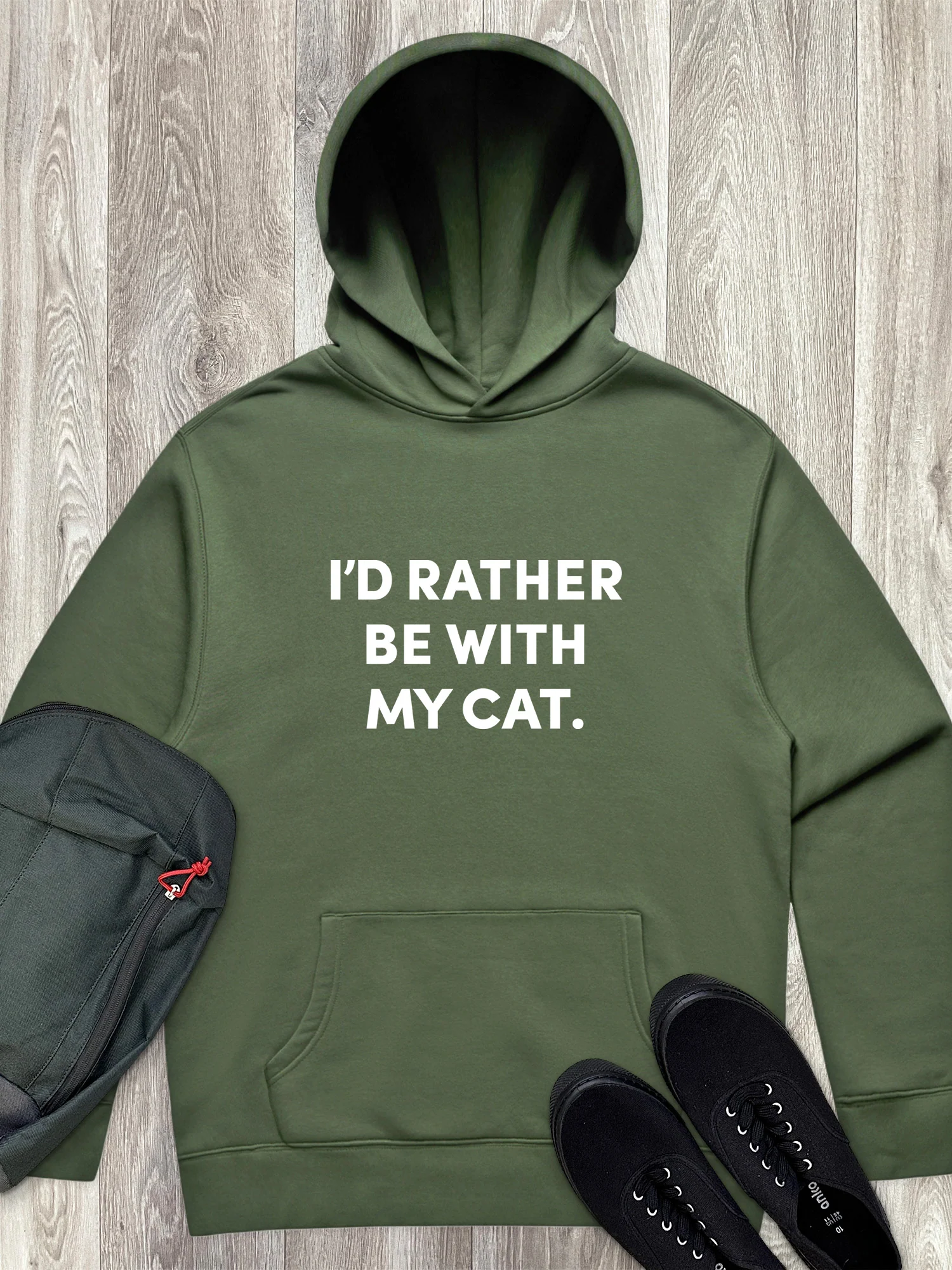 I'd Rather Be With My Cat. Men's Comfort Hood - Image 6