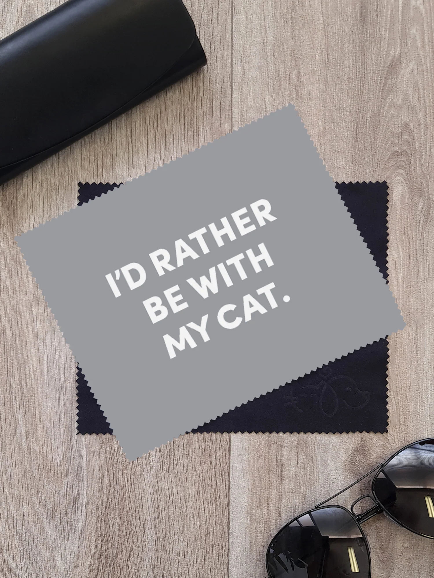 I'd Rather Be With My Cat. Microfibre Suede Glasses Cleaning Cloths (Twinpack) - Image 2