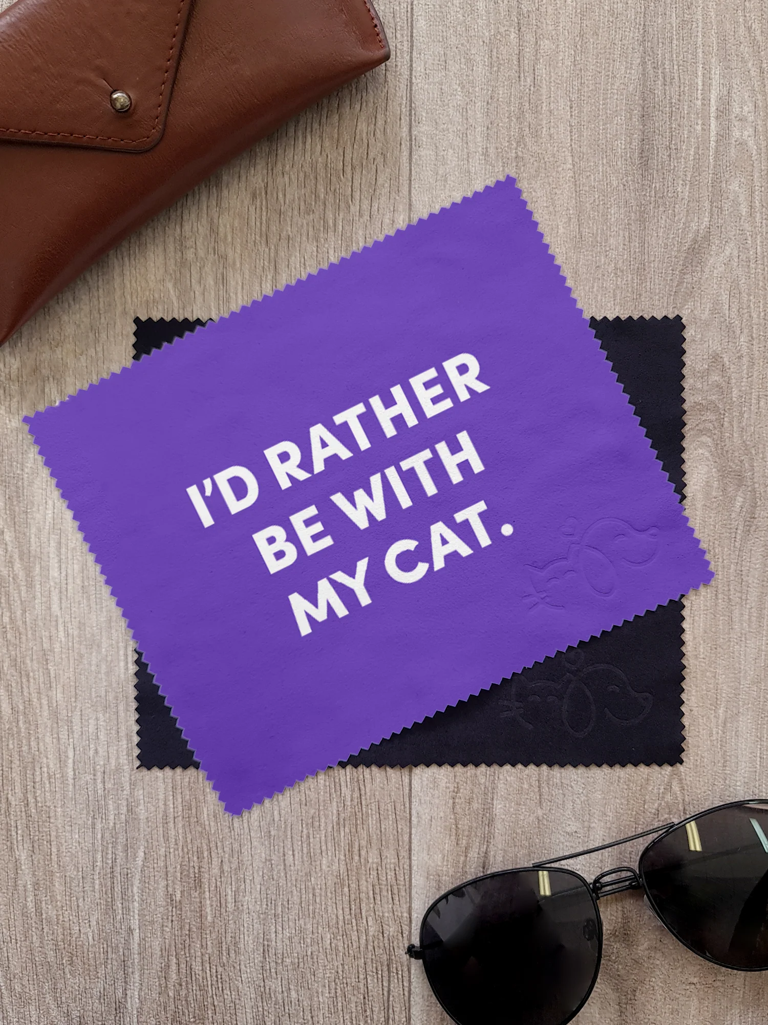 I'd Rather Be With My Cat. Microfibre Suede Glasses Cleaning Cloths (Twinpack) - Image 3