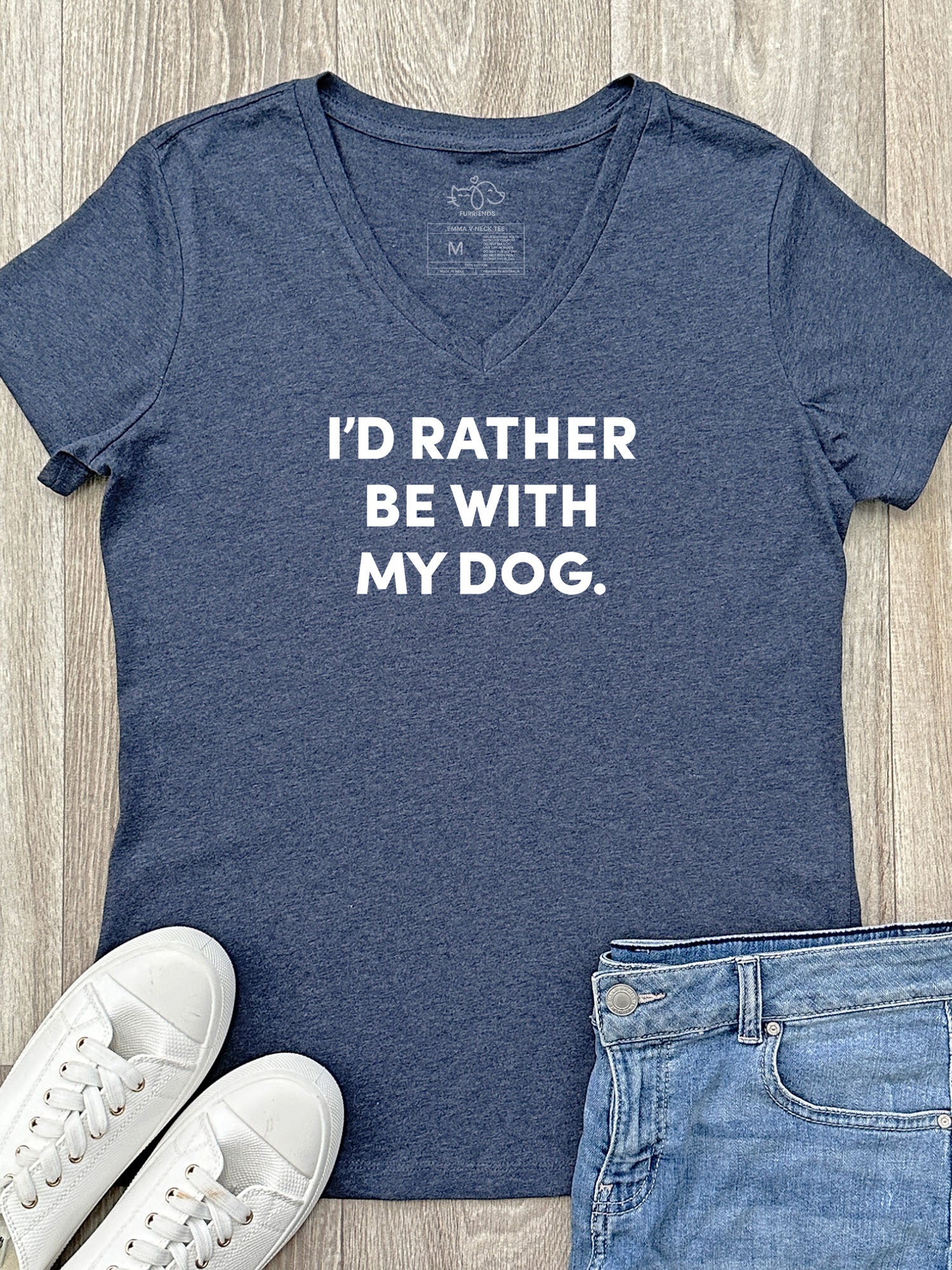 I'd Rather Be With My Dog. Emma V-Neck Tee - Image 3