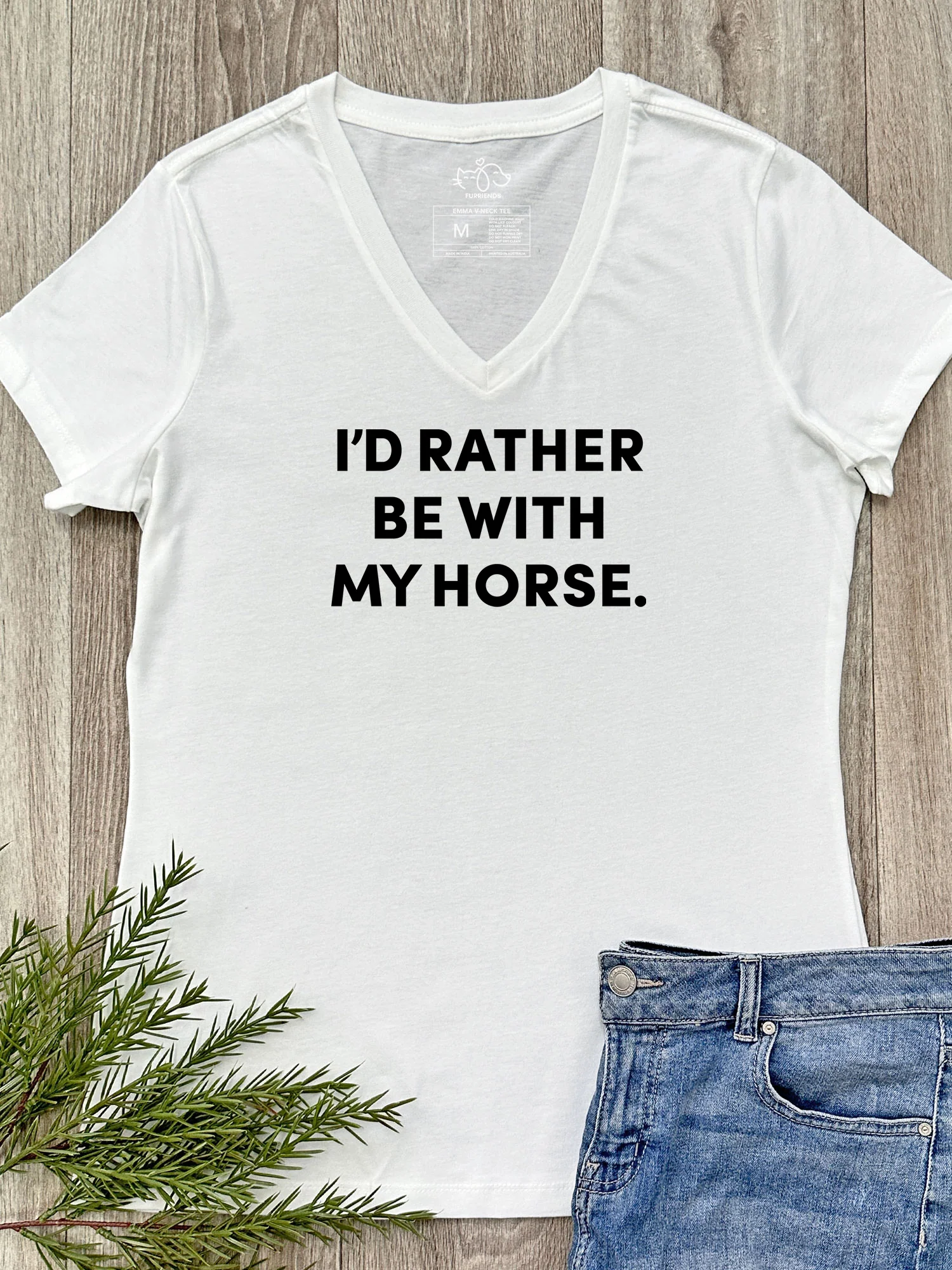 I'd Rather Be With My Horse. Emma V-Neck Tee - Image 4