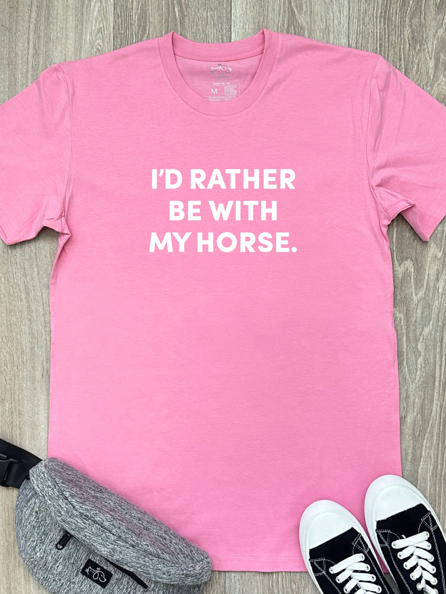 I'd Rather Be With My Horse. Essential Unisex Tee - Image 2