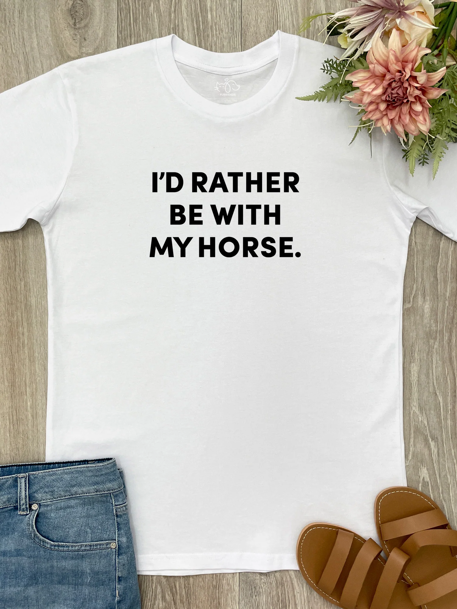 I'd Rather Be With My Horse. Essential Unisex Tee - Image 4