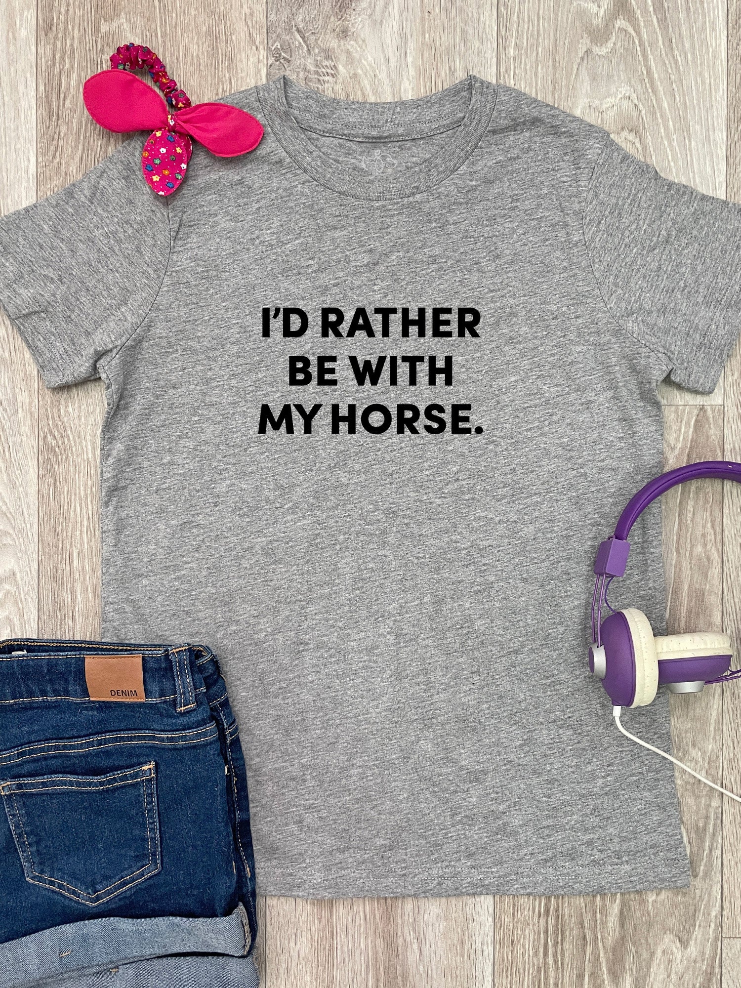 I'd Rather Be With My Horse. Youth Tee - Image 3