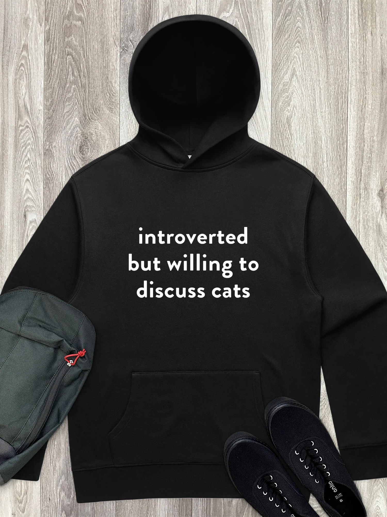Introverted But Willing To Discuss Cats Men's Comfort Hood - Image 2
