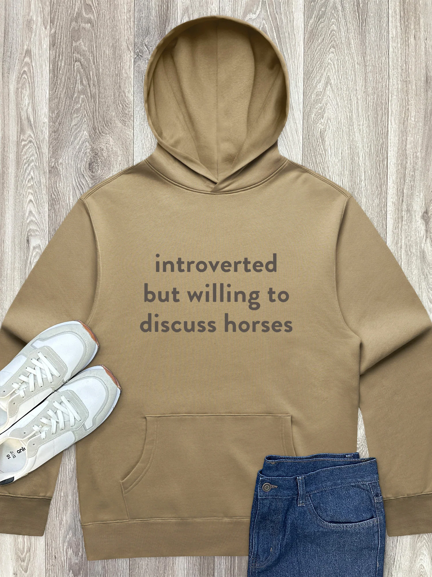 Introverted But Willing To Discuss Horses Men's Comfort Hood - Image 3