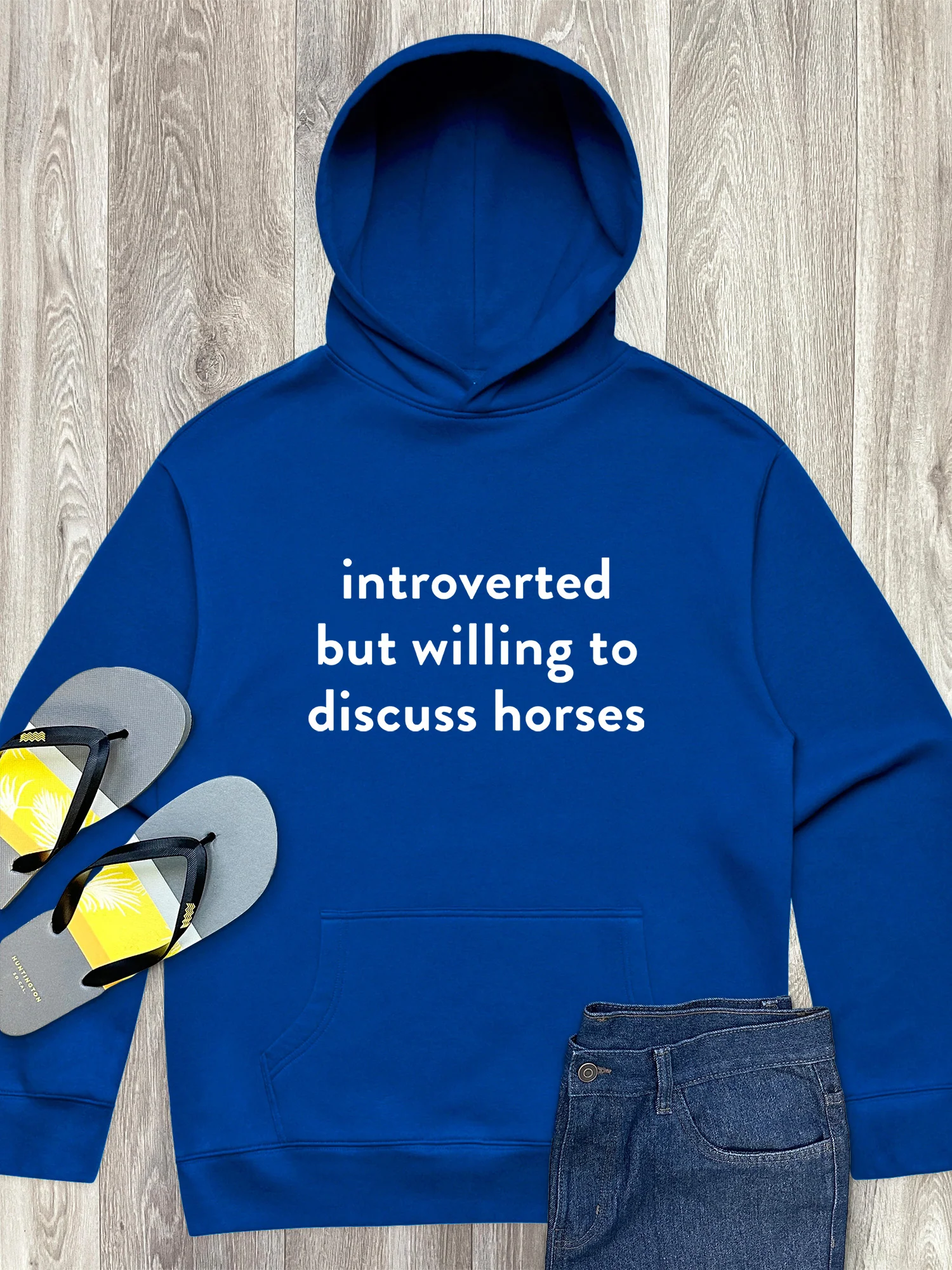 Introverted But Willing To Discuss Horses Men's Comfort Hood - Image 6