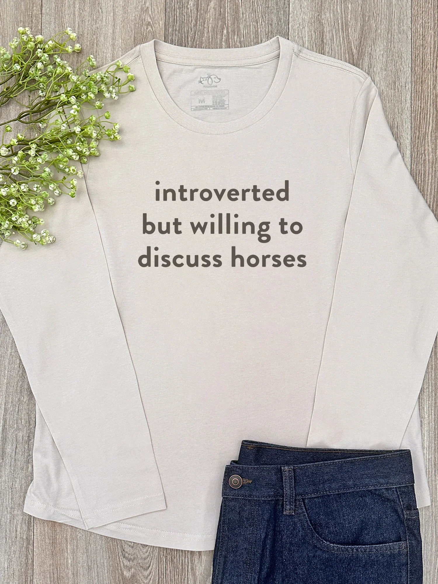 Introverted But Willing To Discuss Horses Olivia Long Sleeve Tee - Image 4