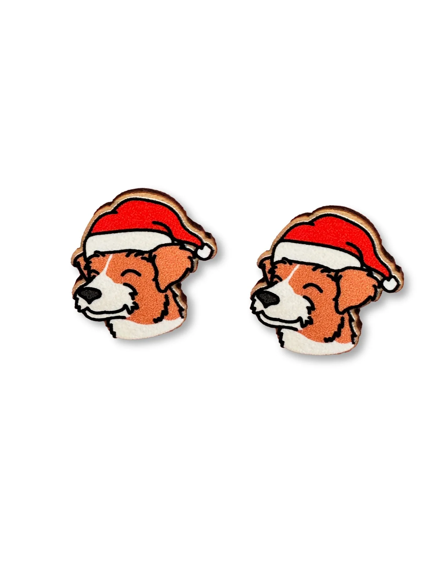 Jack Russell Terrier (Rough Coat) Christmas Edition ColourPop Stud Earrings - Image 3