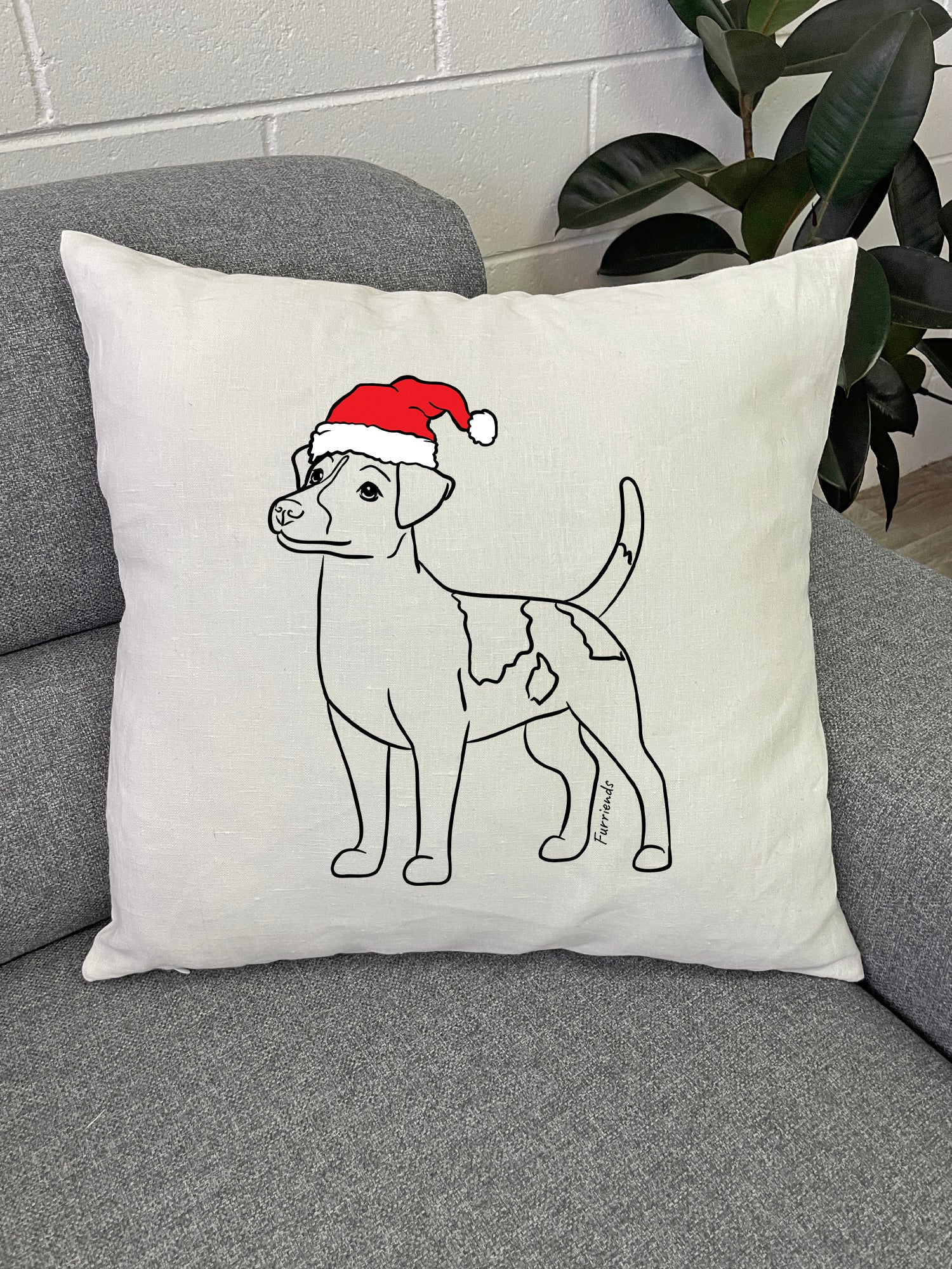 Jack Russell Terrier (Smooth Coat) Christmas Edition Linen Cushion Cover - Image 2