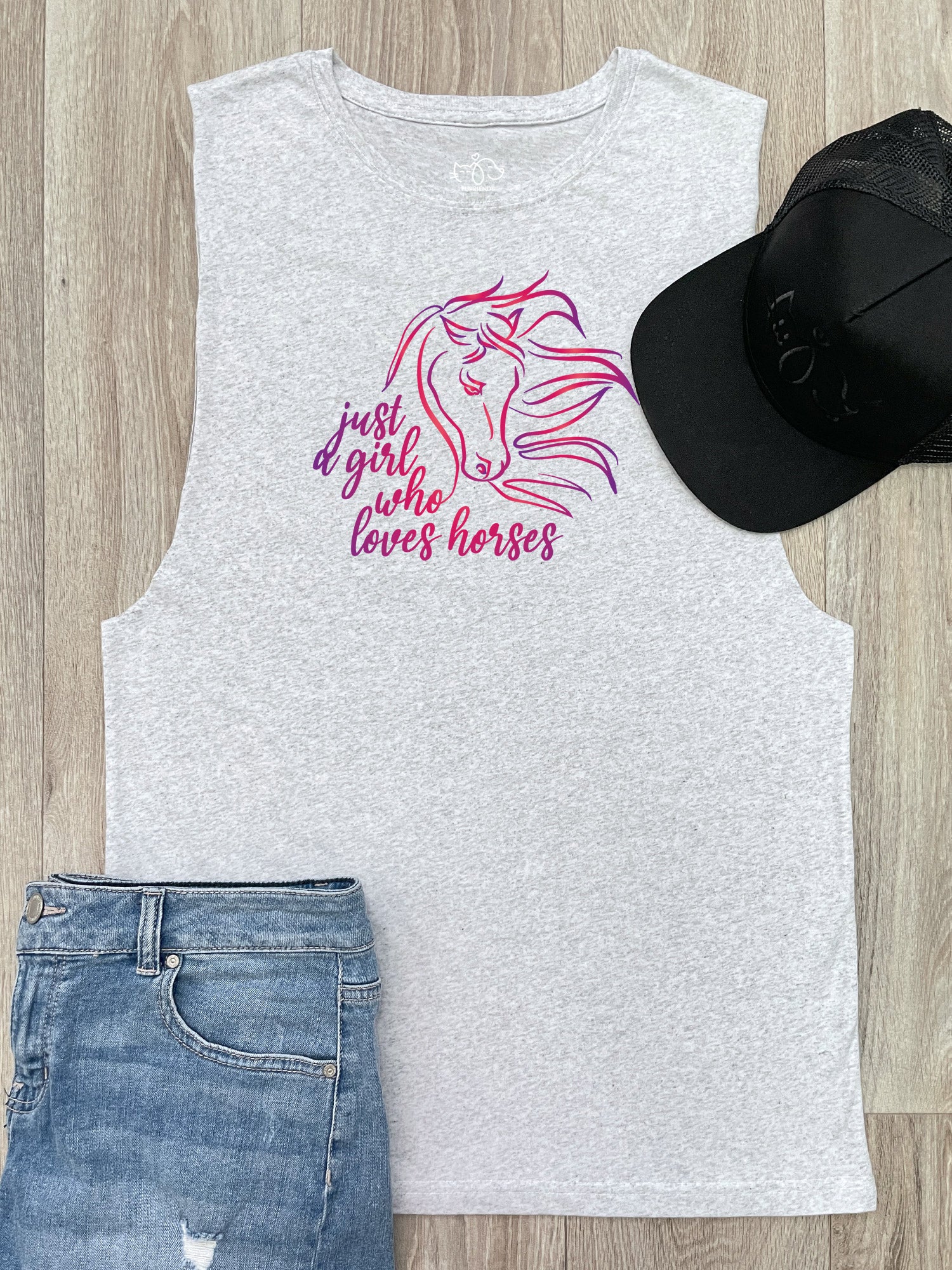 Just A Girl Who Loves Horses Axel Drop Armhole Muscle Tank - Image 2